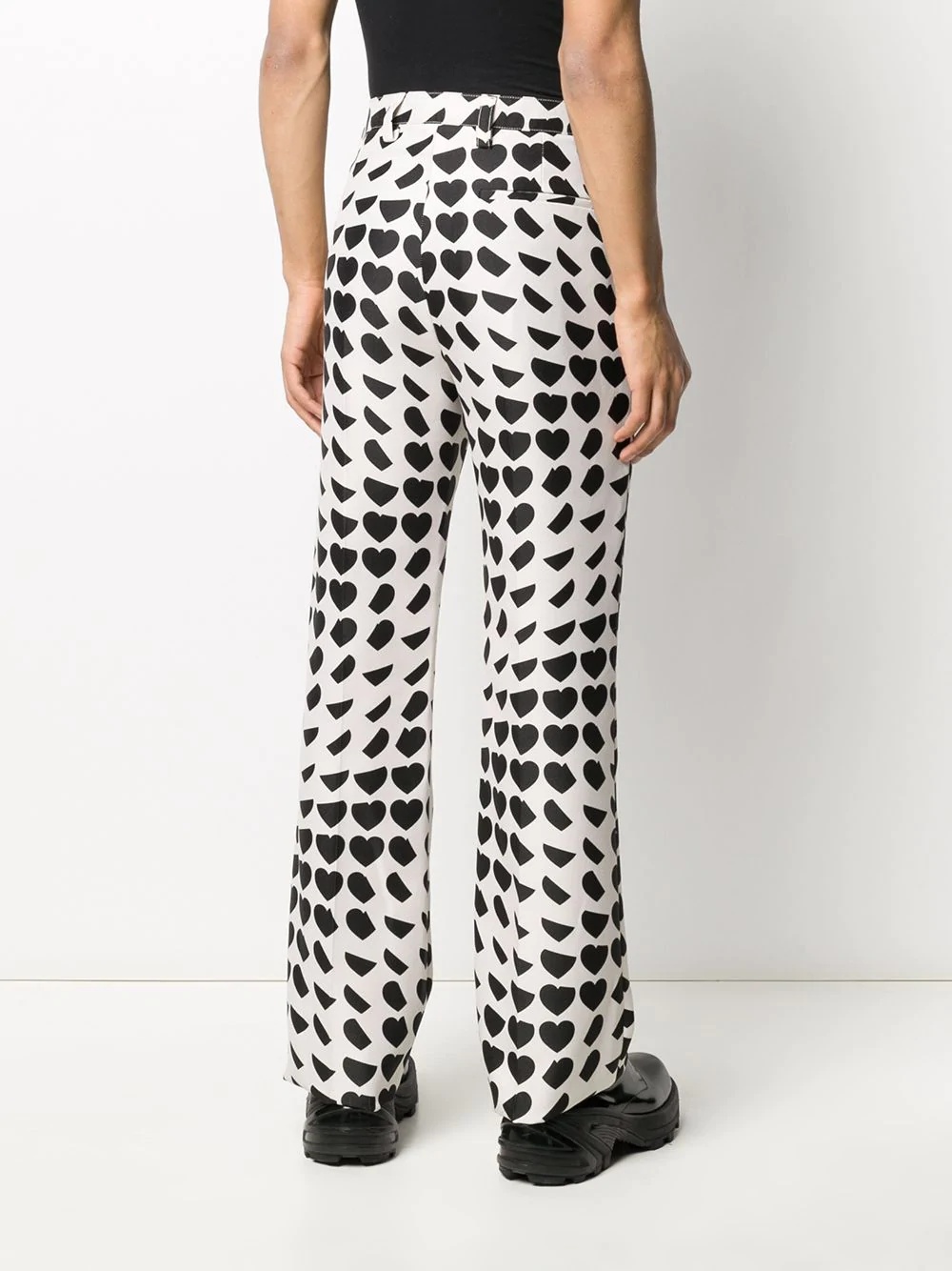 heart print bootcut trousers - 4