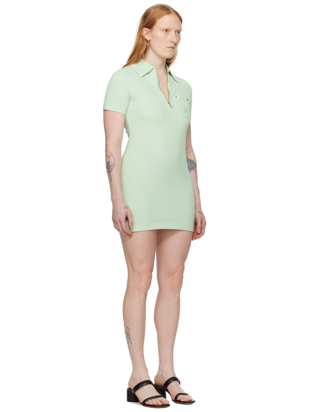 Green Half-Zip Minidress - 2