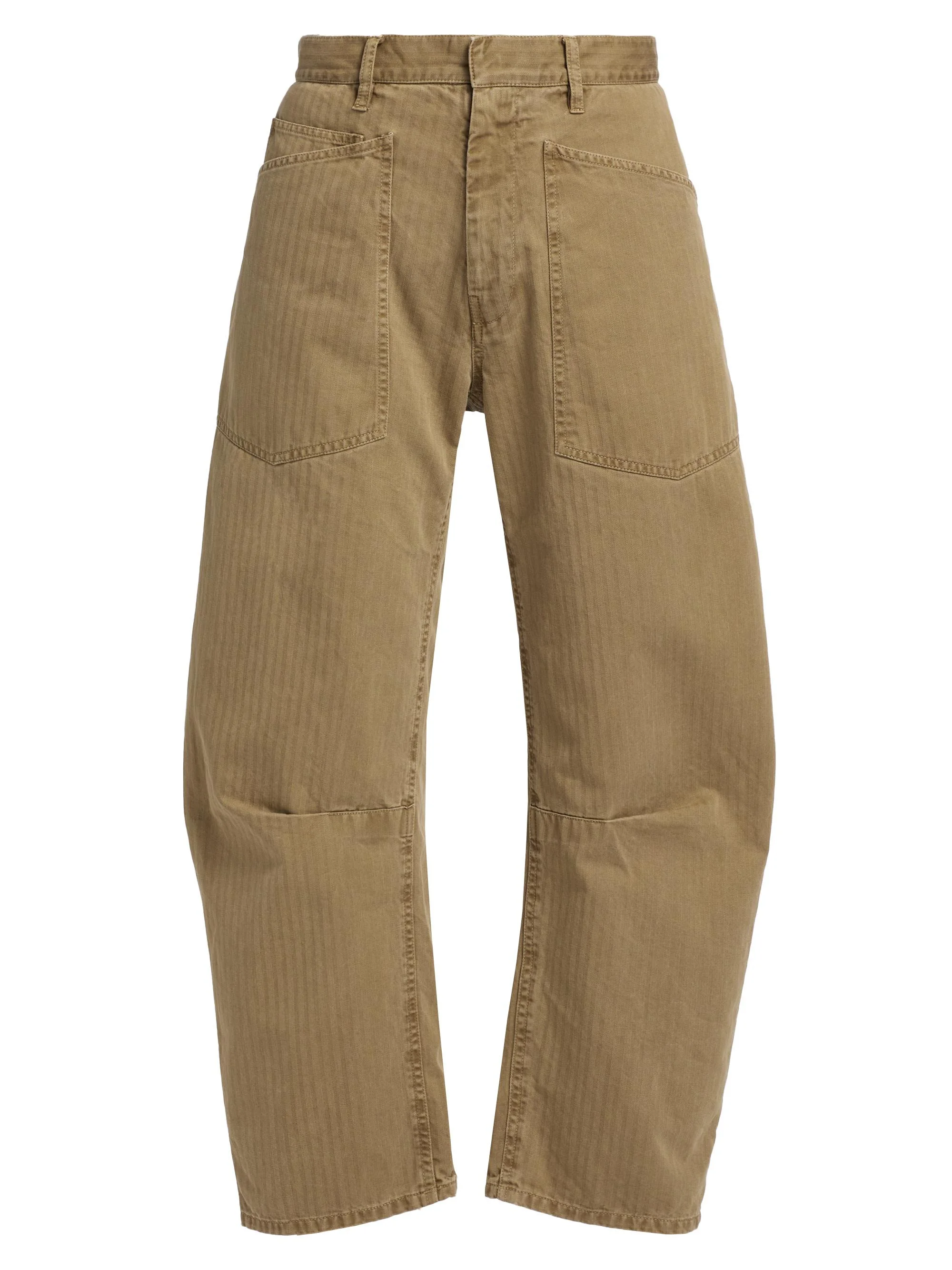 Women's Shon Woven Stripe Patch Pocket Barrel Pants - French Khaki - 1