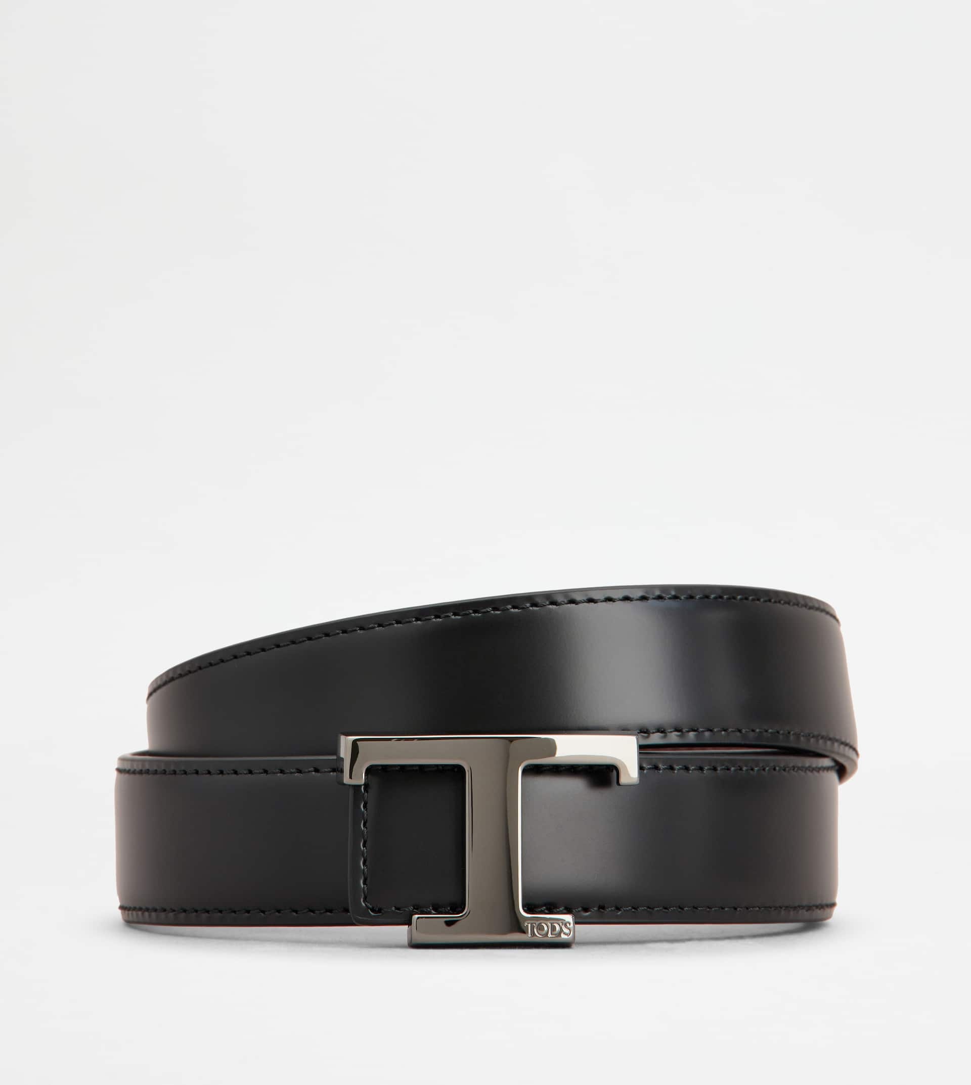 T TIMELESS REVERSIBLE BELT IN LEATHER - BLACK, BURGUNDY - 1