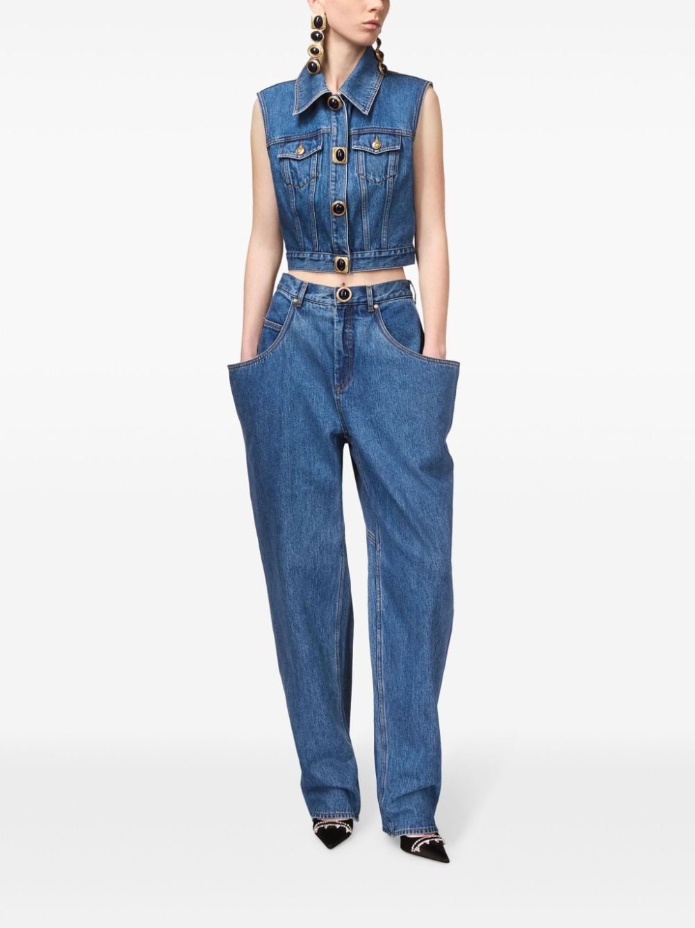 flared-pocket jeans - 4