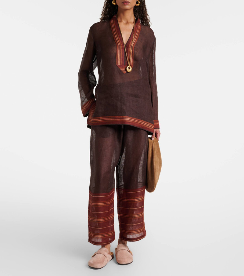 TORY BURCH Striped cropped linen pants outlook