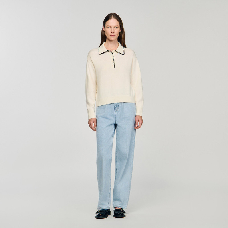 Sandro CONTRAST POLO-NECK KNIT SWEATER outlook
