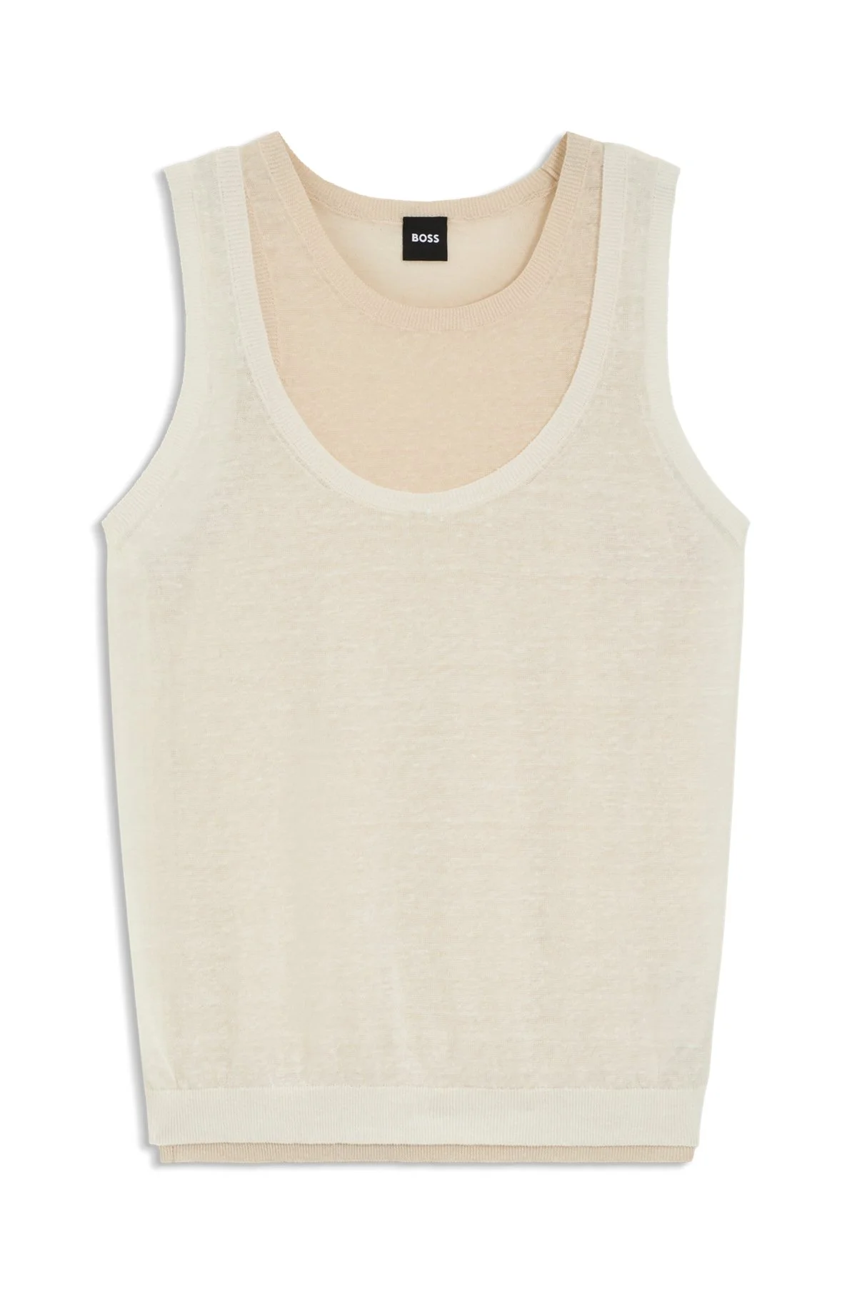 SLEEVELESS TOP IN LINEN AND COTTON WITH LAYERED DESIGN - 1