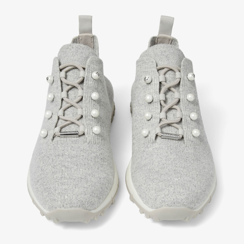 Veles Moon Mix Cashmere Melange Knit Trainers with Pearl Buttons 4