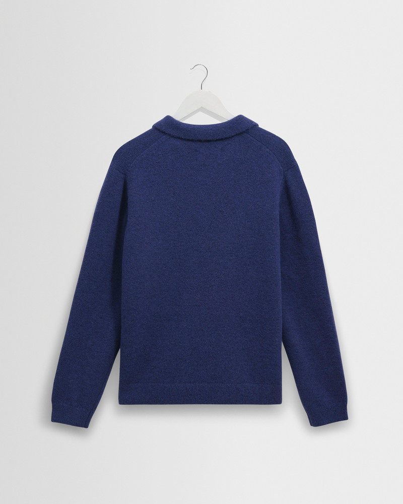 Carter - Blue Open Collar Fluffy Wool Knit Polo 9