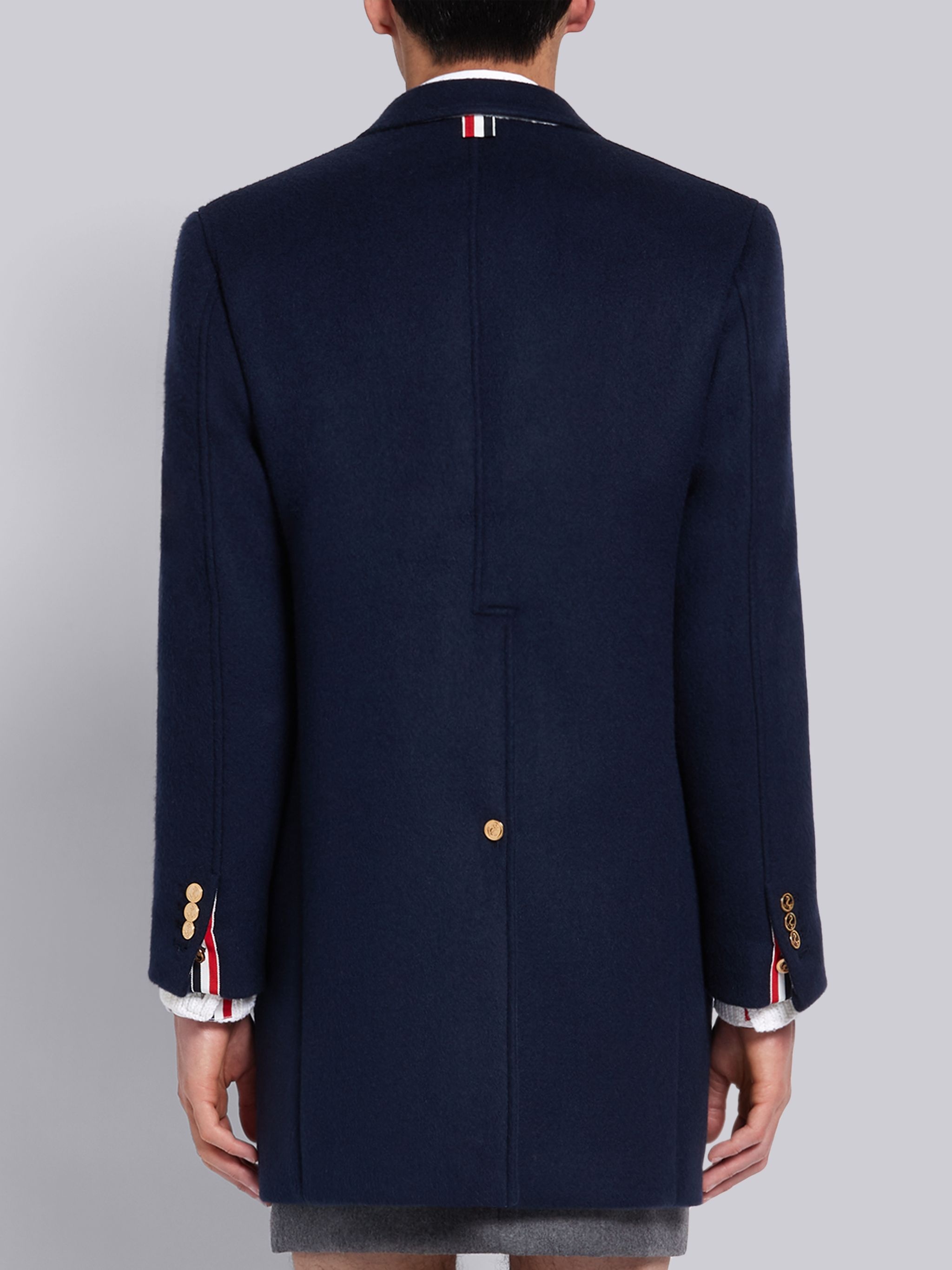 Navy Military Weight Cashmere Double Breasted Sack Overcoat - 2