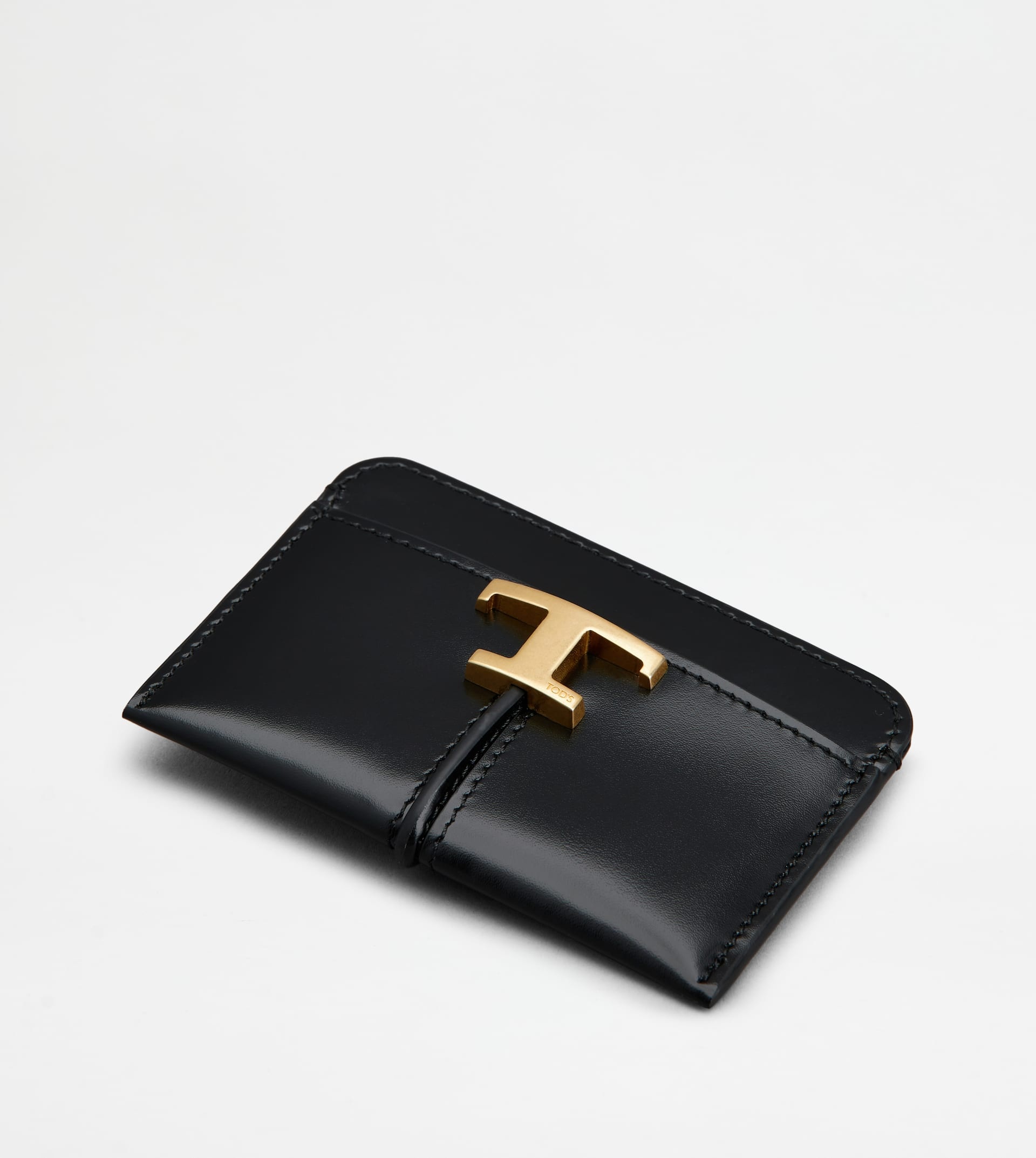 T TIMELESS CREDIT CARD HOLDER IN LEATHER - BLACK - 3