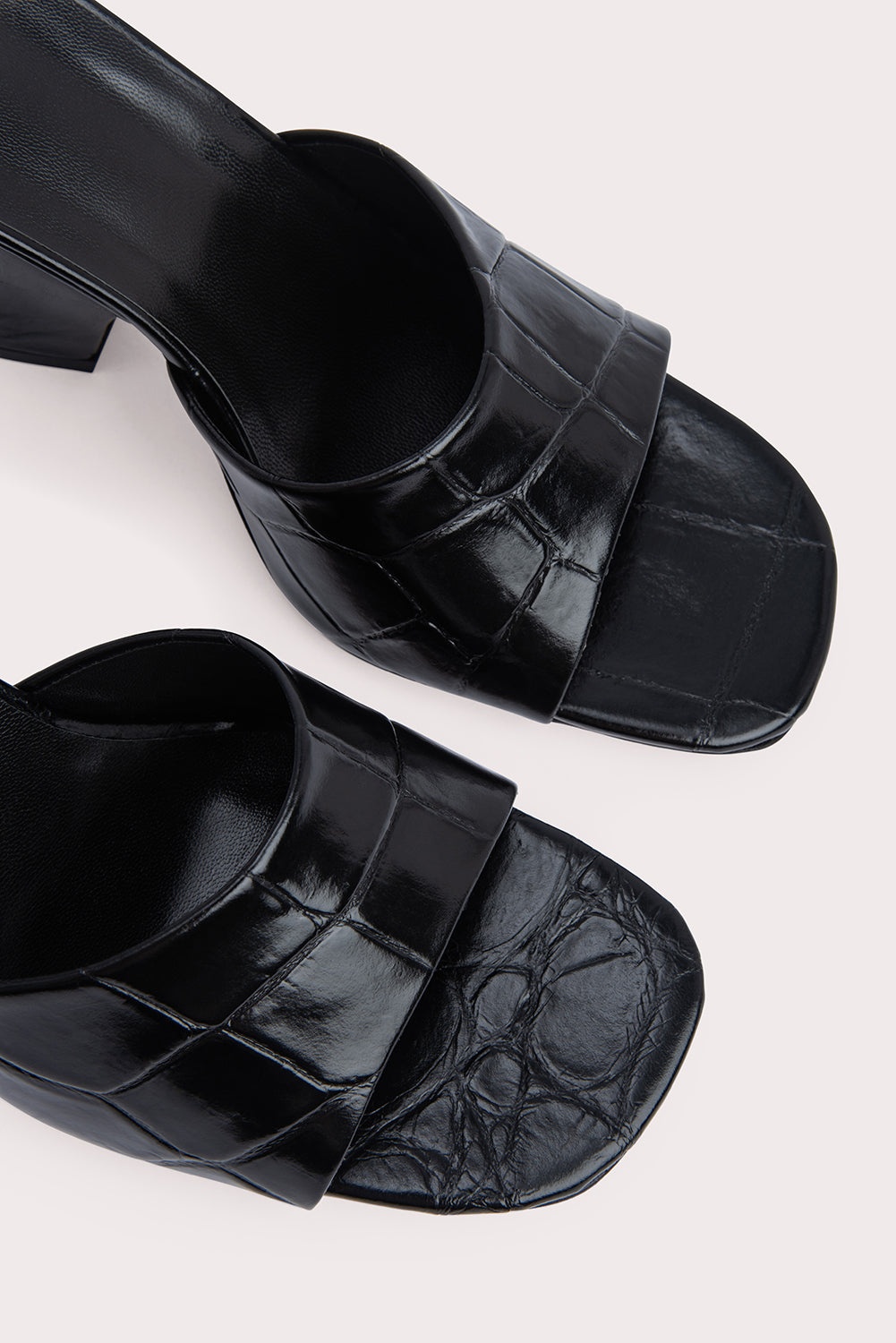 Tais Black Maxi Croco Embossed Leather - 3