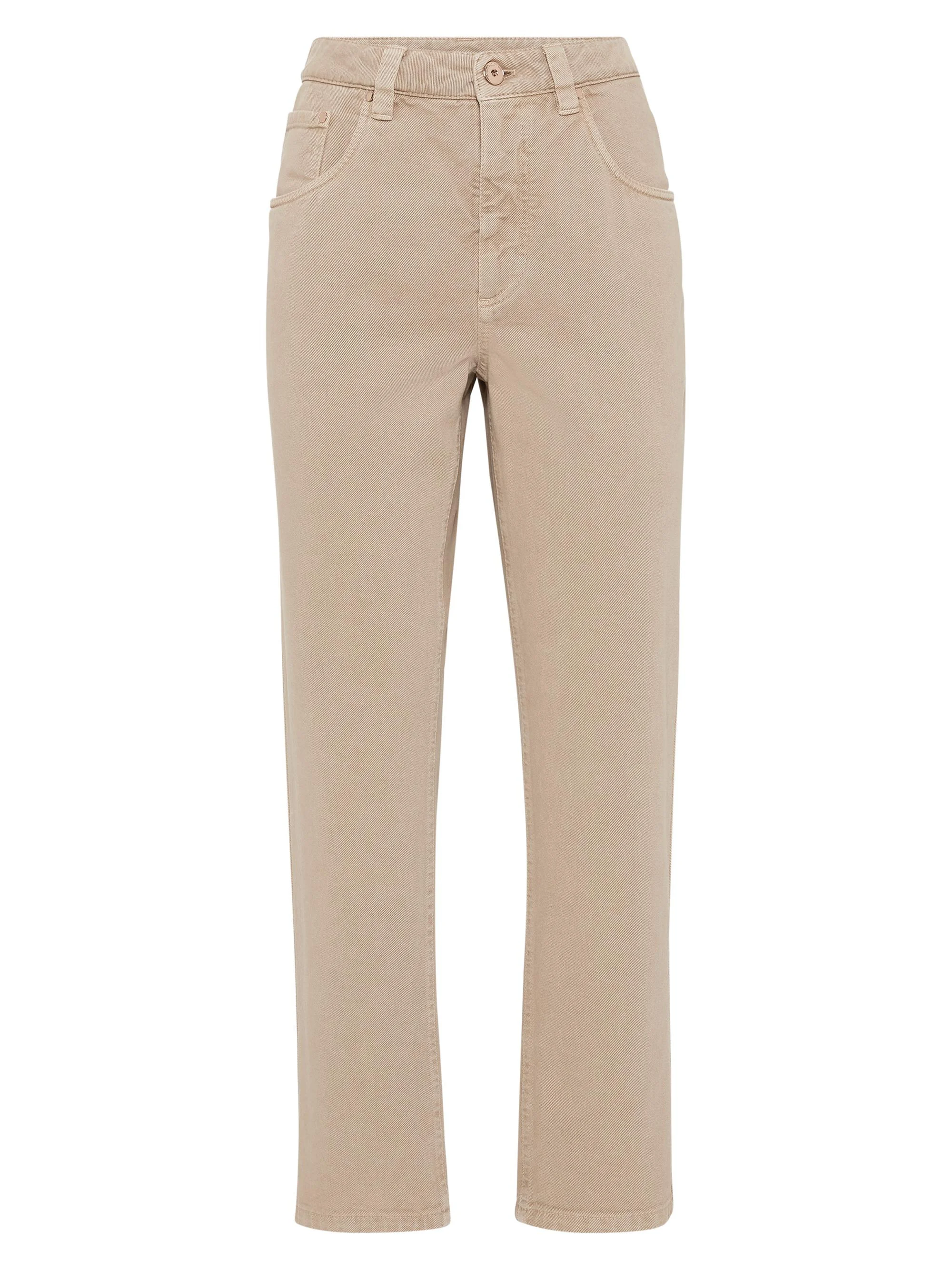 Women's Stretch Dyed Denim Straight Trousers - Dove Grey - 1