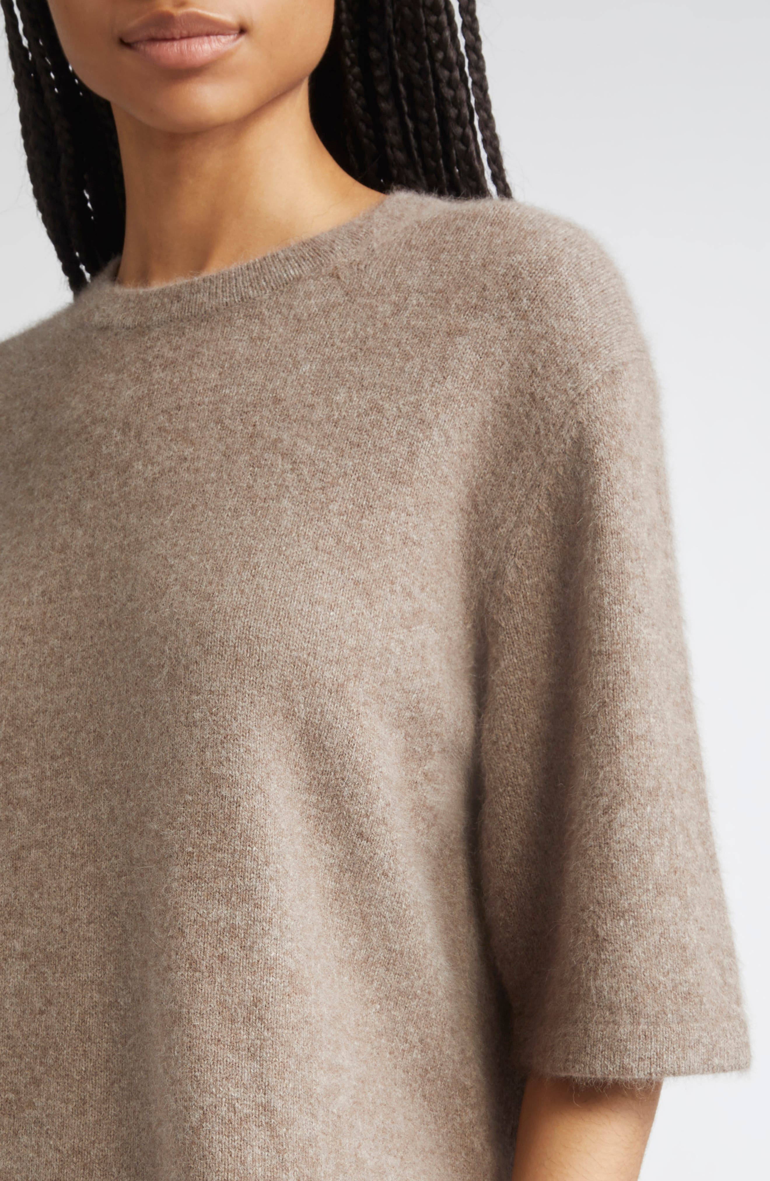 LOULOU DE SAISON Raven Mercerized Wool & Yak Hair Blend Sweater in Ashes Melange at Nordstrom - 4