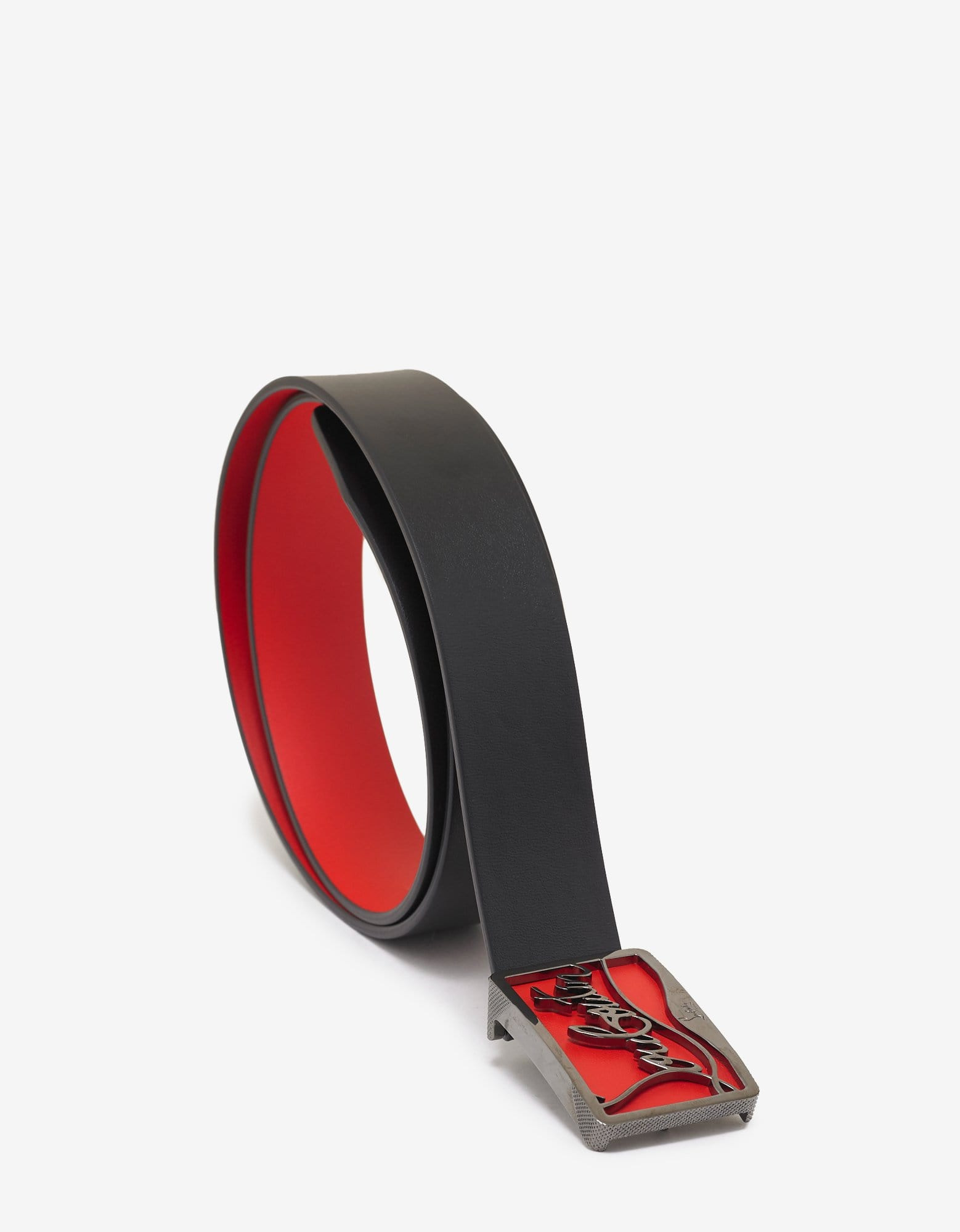 Christian Louboutin Ricky Signature Logo Buckle Black Belt - 1