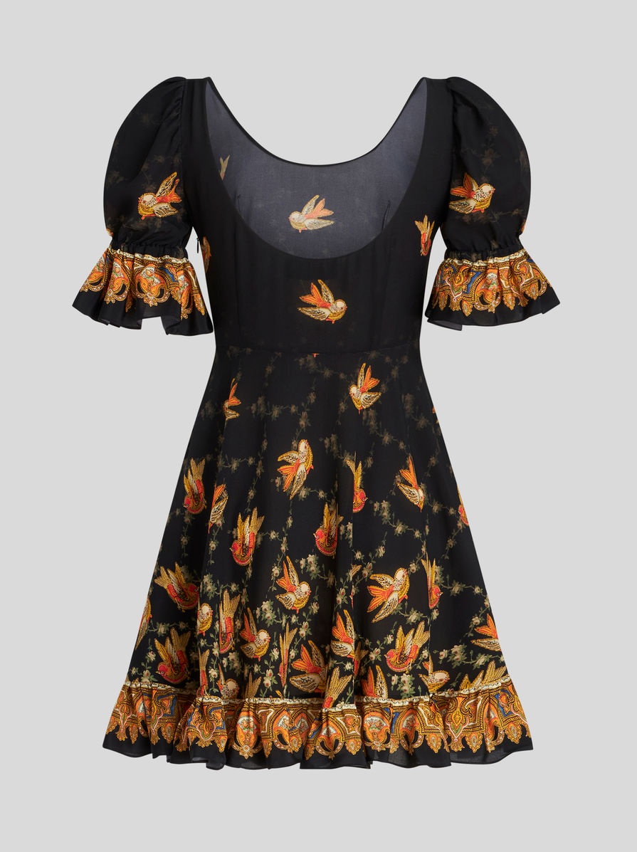 MINI CRÊPE DE CHINE DRESS WITH BIRDS - 6