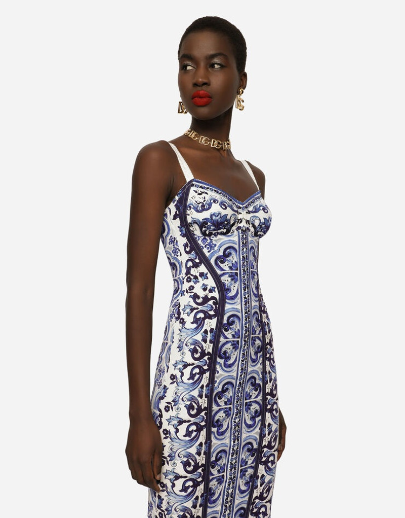 Majolica-print charmeuse bustier dress 4