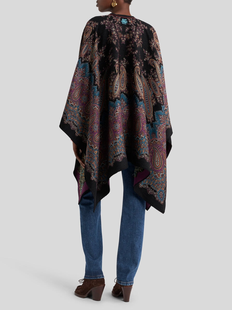 WOOL- AND SILK-BLEND JACQUARD CAPE - 4