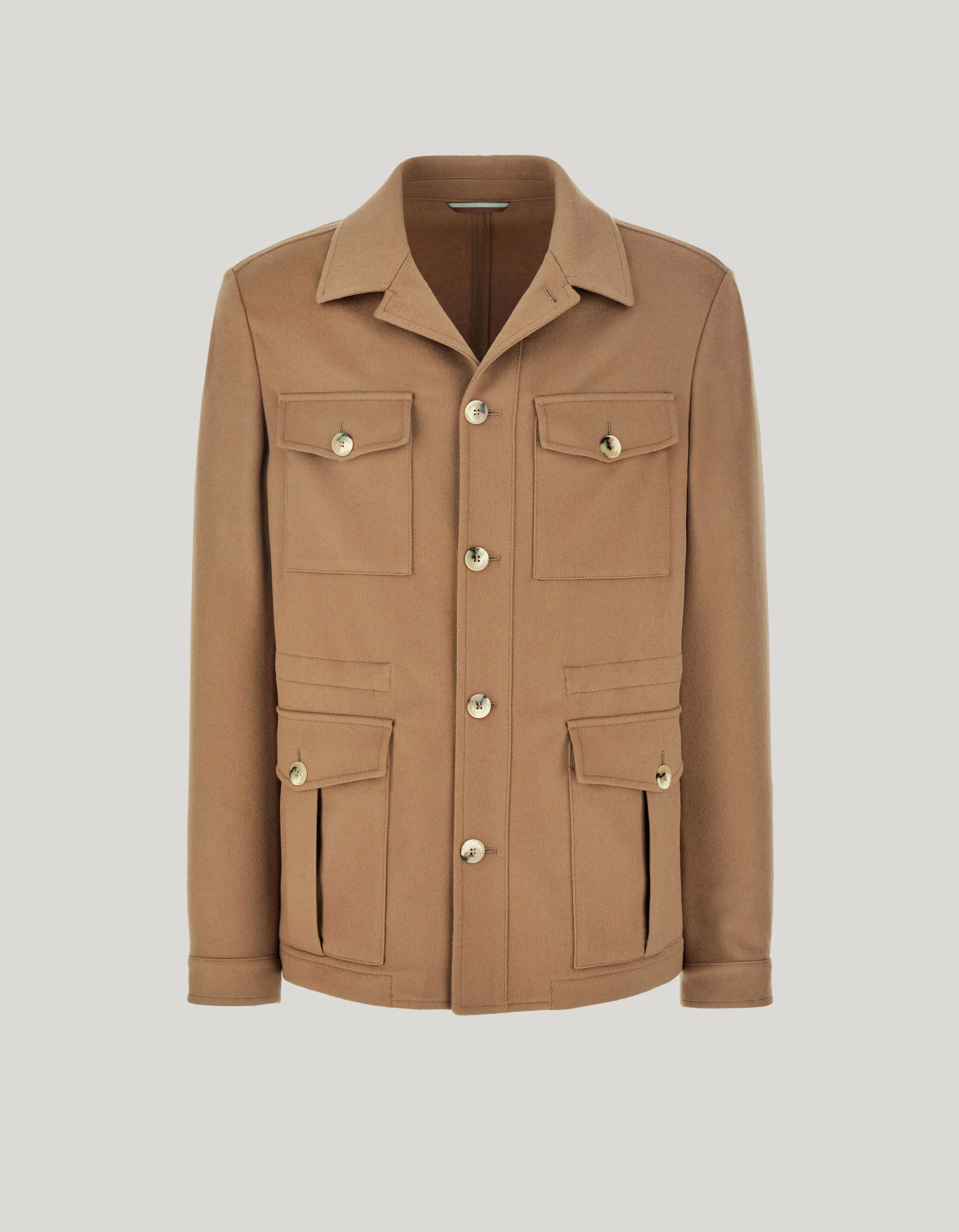 CAMEL-COLORED EXCLUSIVE UNLINED JACKET IN PURE CASHMERE - 1