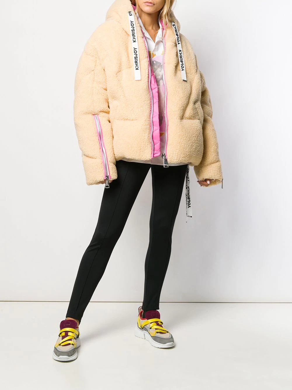 faux shearling puffer jacket - 2