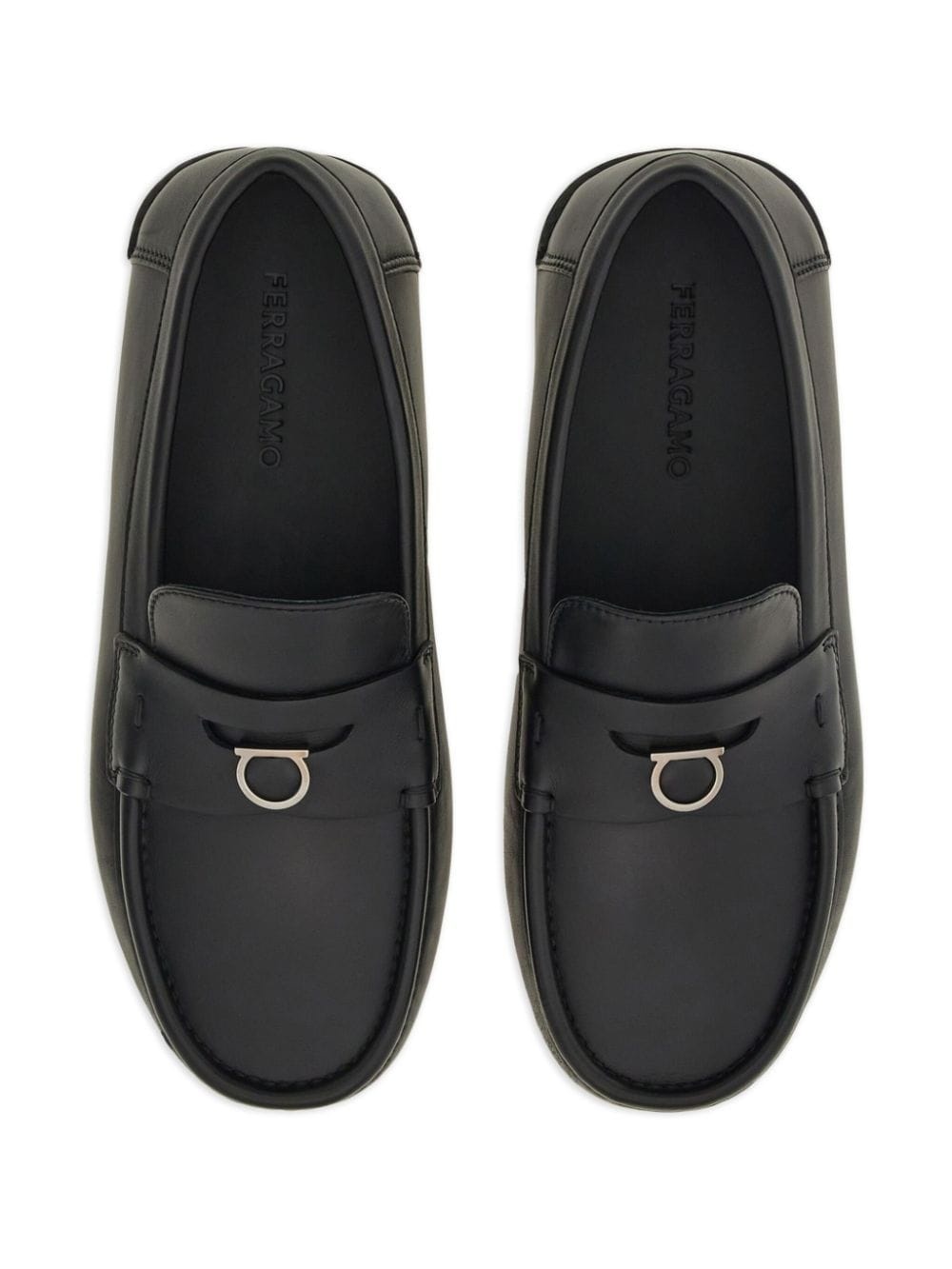 Gancini-plaque leather loafers - 4