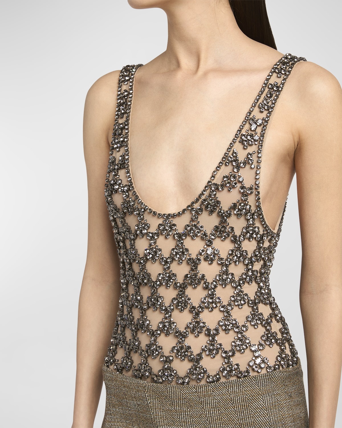 Crystal Embellished Mesh Bodysuit - 5