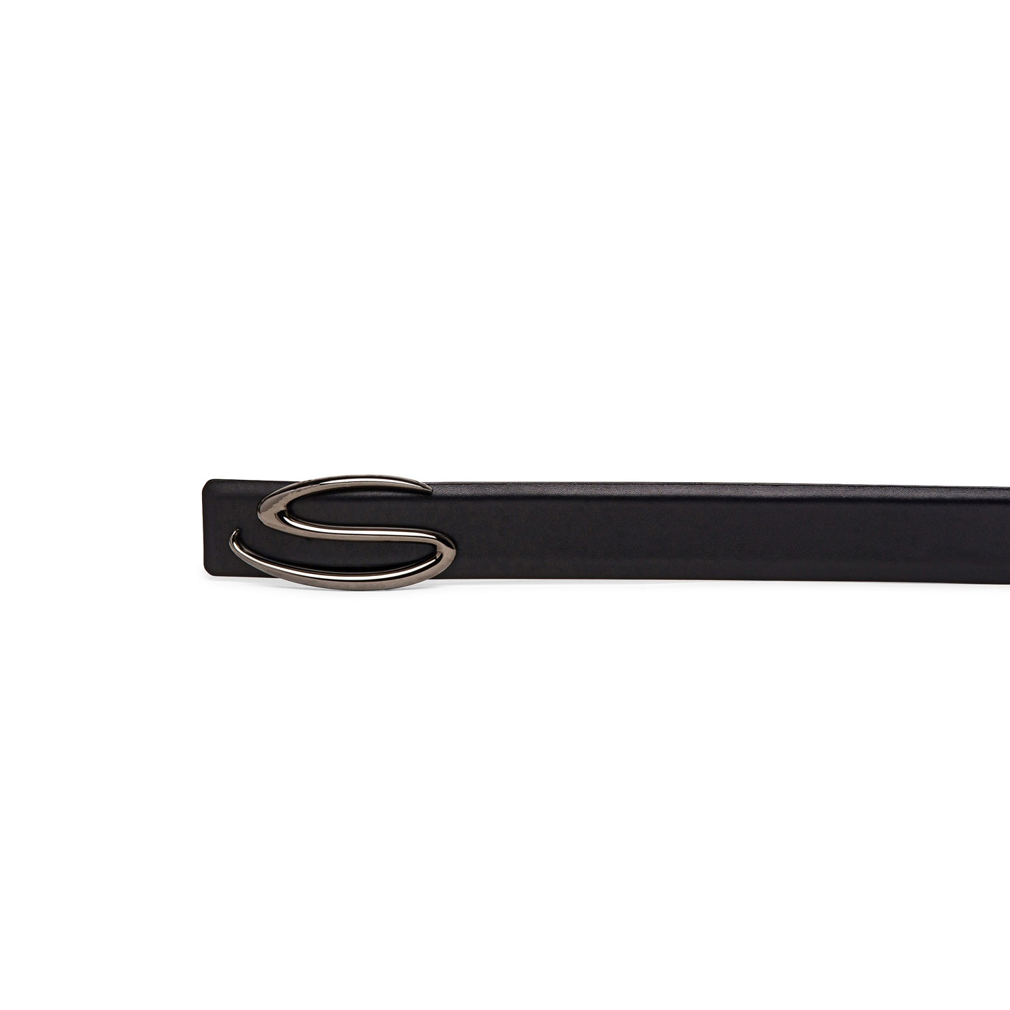 Men’s polished blue leather S buckle belt - 3