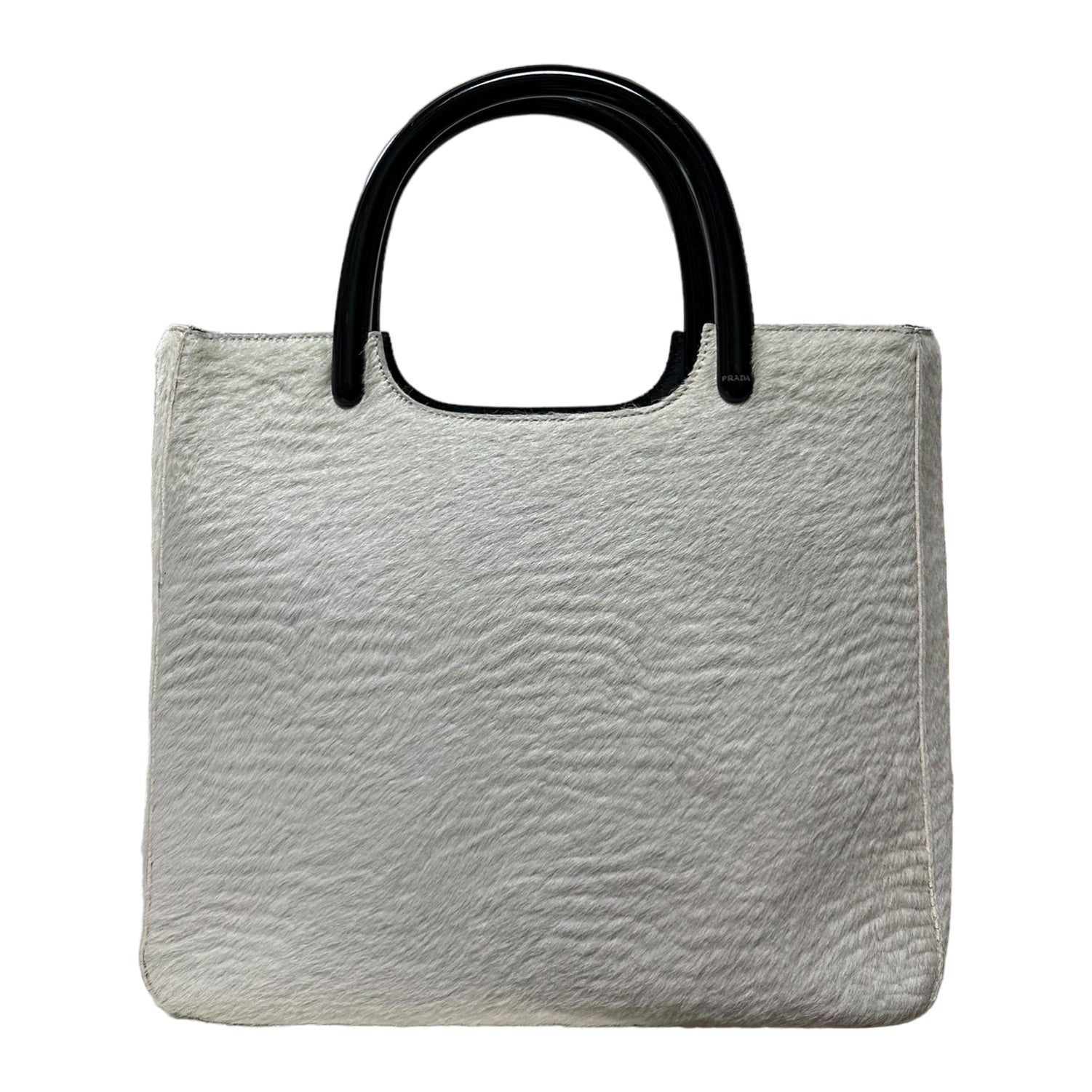 PRADA Fall Winter 1998 Unborn Calf Leather Plastic Handle Hand Bag - 2