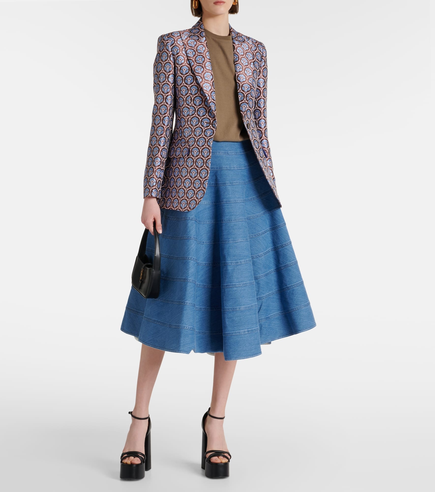 Grace paneled denim midi skirt - 2