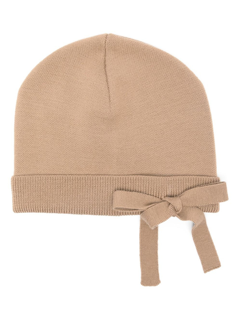 bow-embellished beanie hat 1