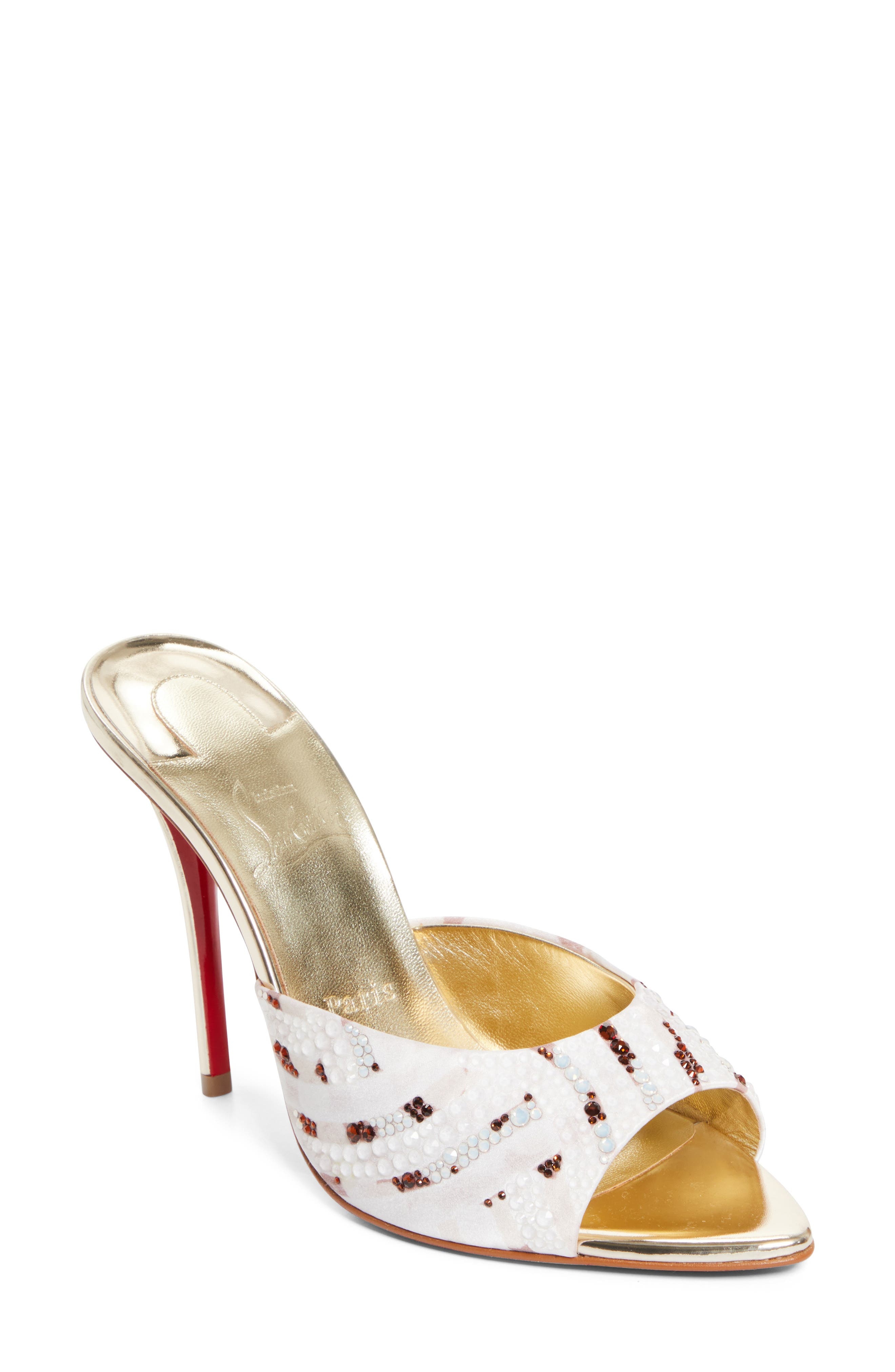 Christian Louboutin Miss Z Gaagal Strass Sandal in Multi Leche/Platine at Nordstrom - 1