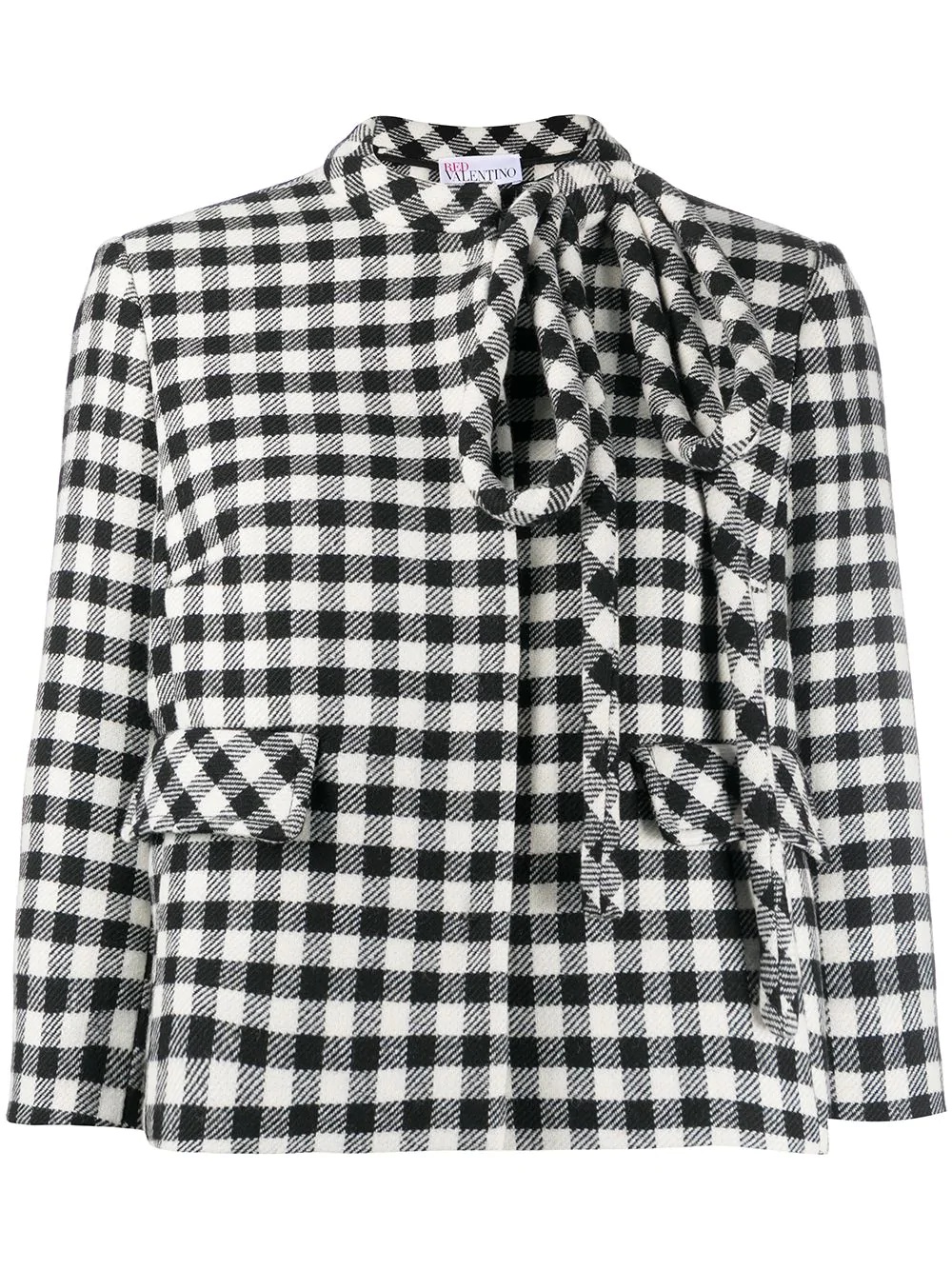 gingham-check cropped jacket - 1