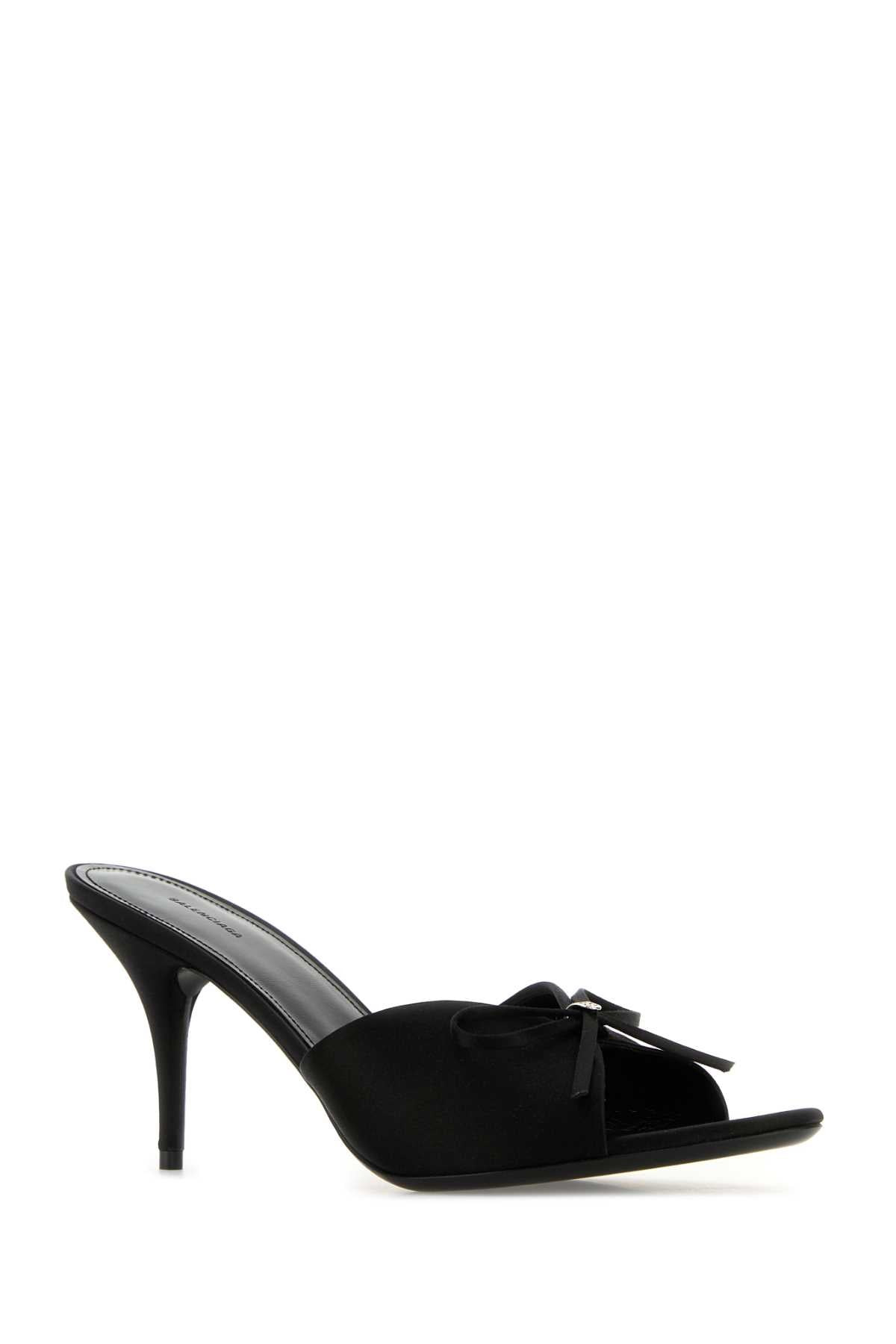 Balenciaga Women Black Satin Knife Bow Mules - 2