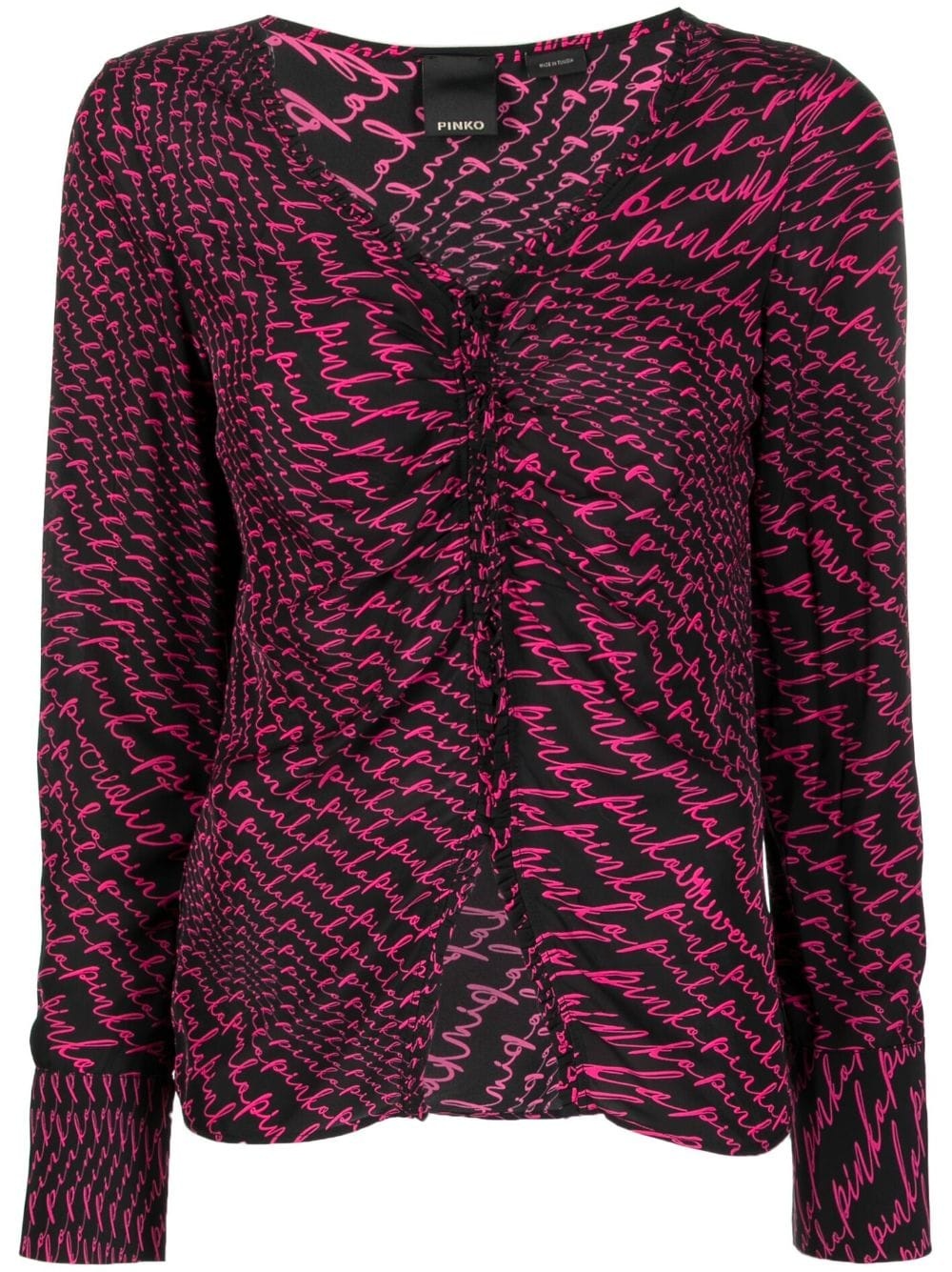 logo-print long-sleeve blouse - 1