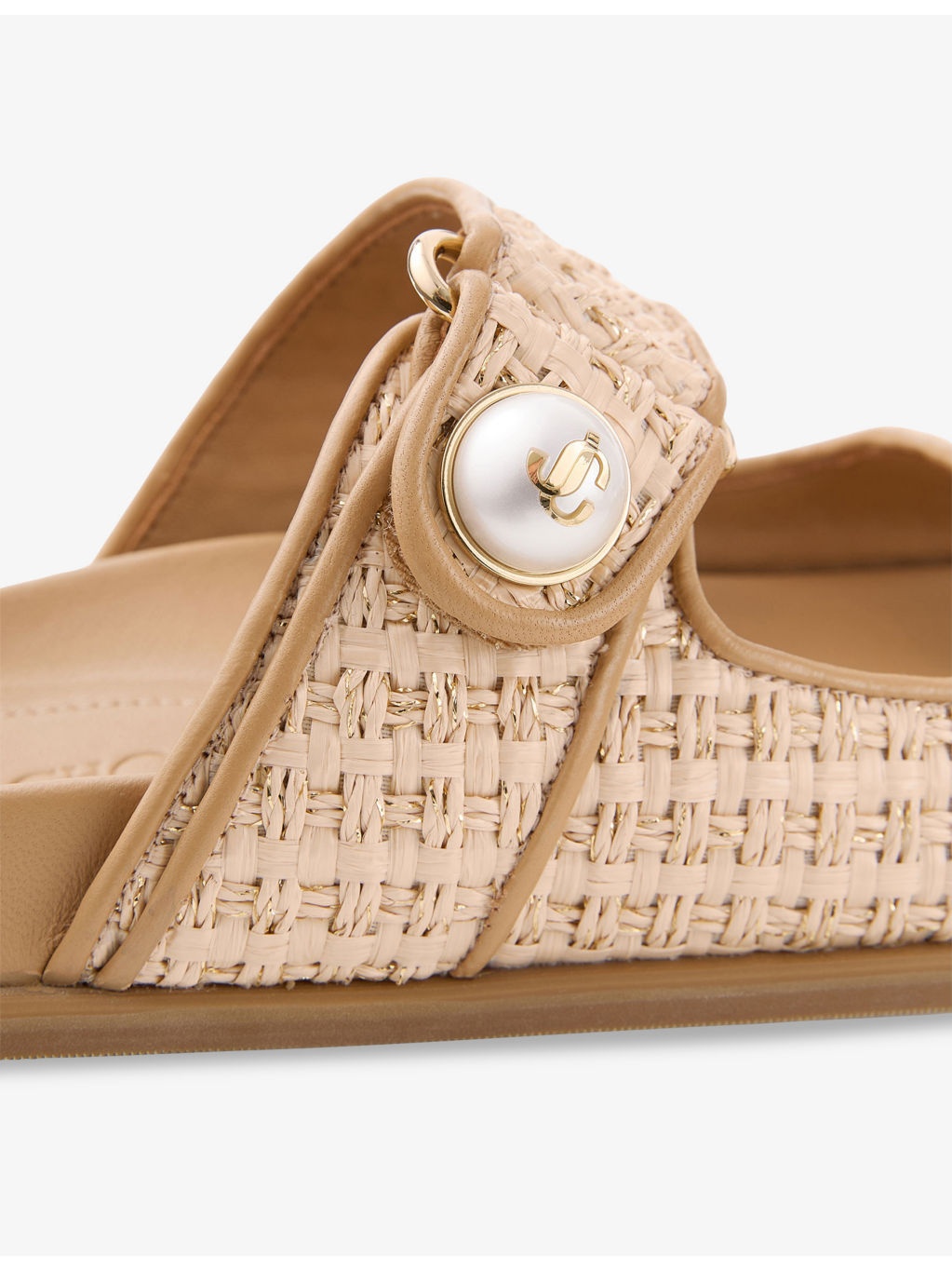 Fayence Raffia Flat Sandals - 5