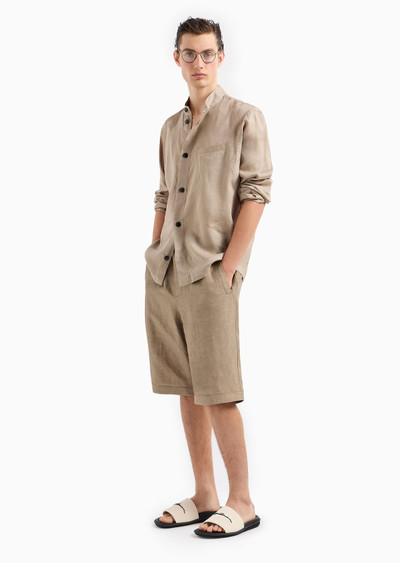 GIORGIO ARMANI Viscose and linen canvas Bermuda shorts outlook