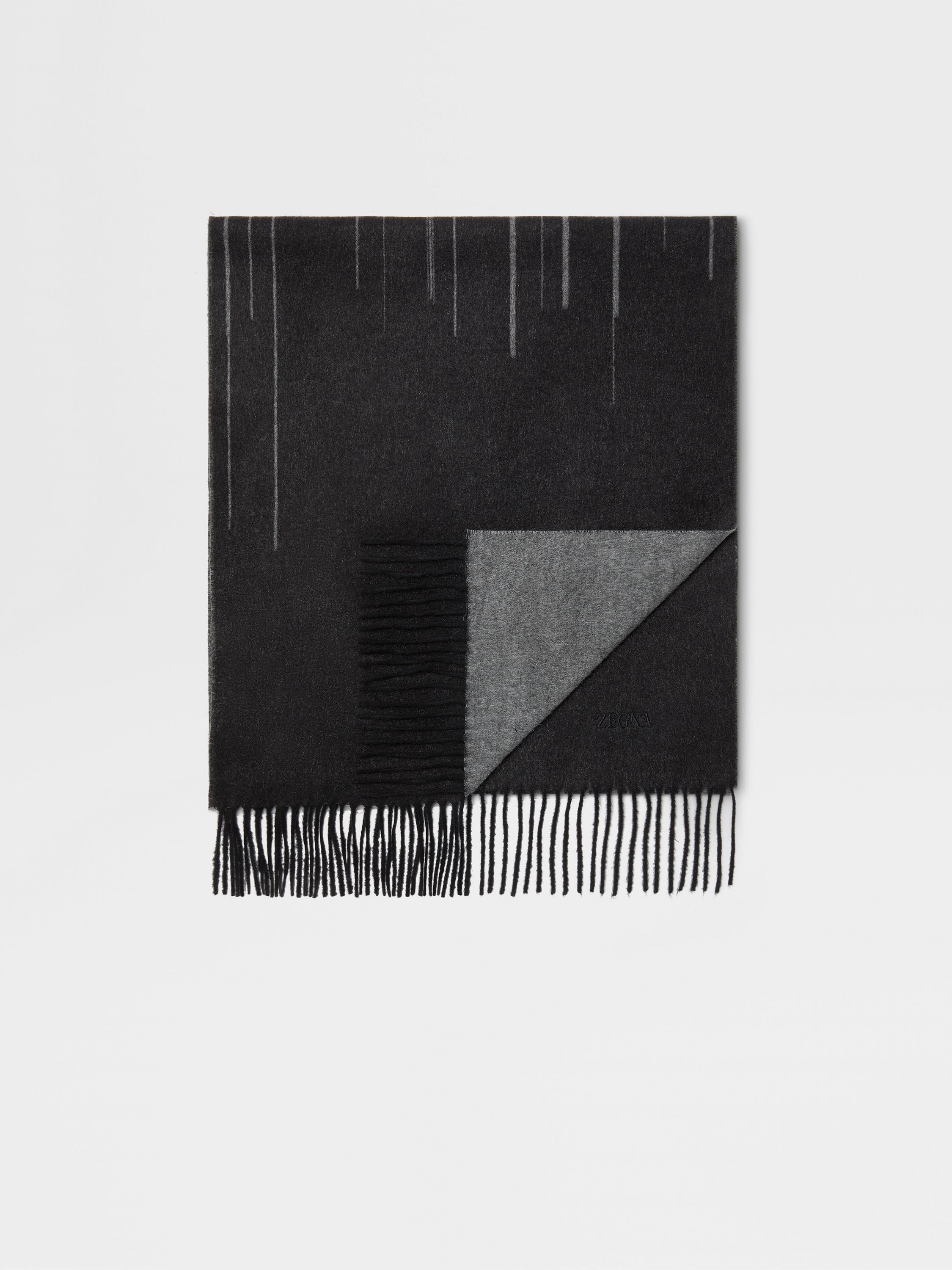 DARK GREY ZEGNA SILK SCARF - 1