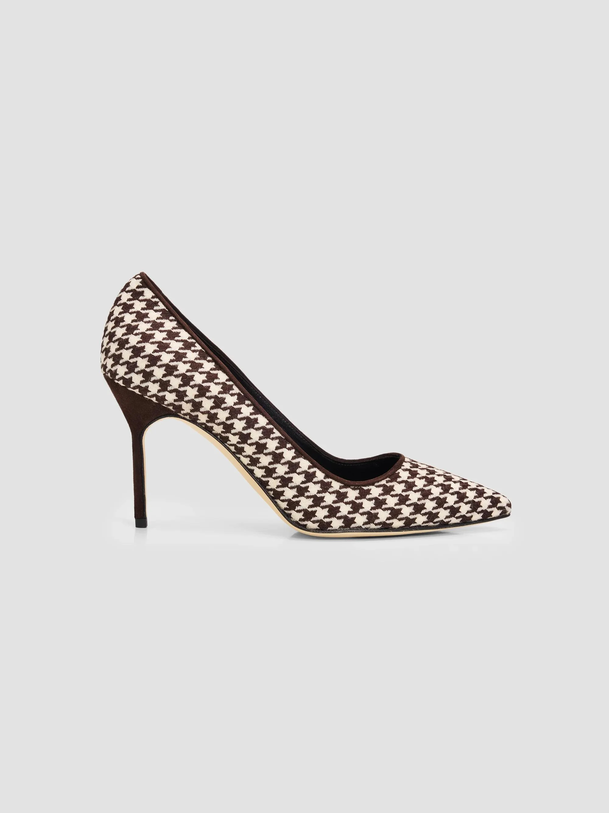 Women's BB Pick Tora 90MM Houndstooth Wool Pumps - Dark Brown - 1