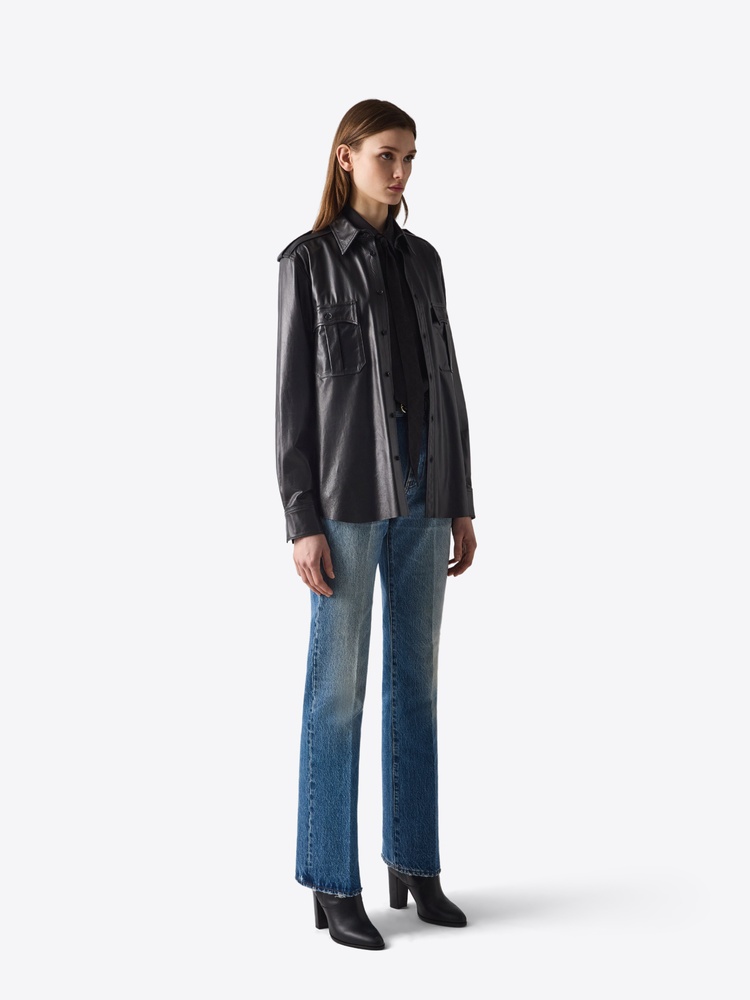 LEATHER SHIRT 04  BLACK - 3