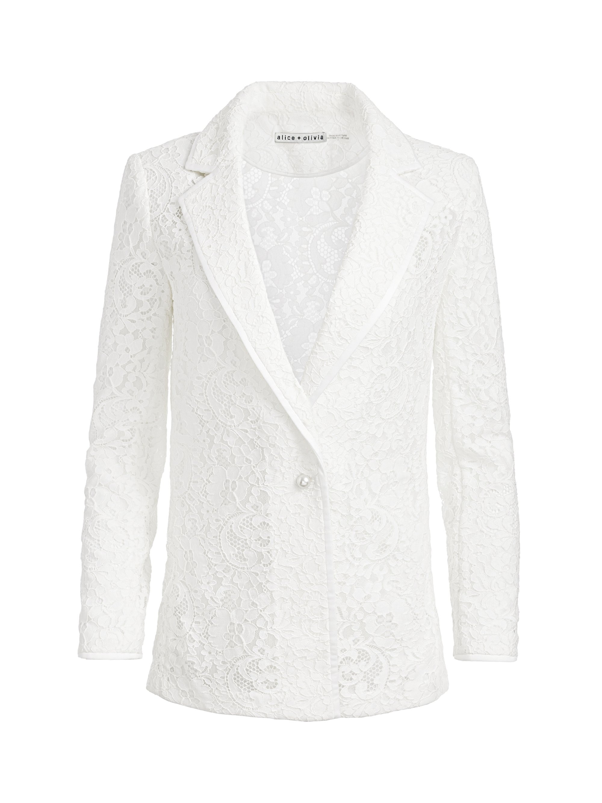 JUDITH SHEER LACE SHAWL COLLAR BLAZER - 1