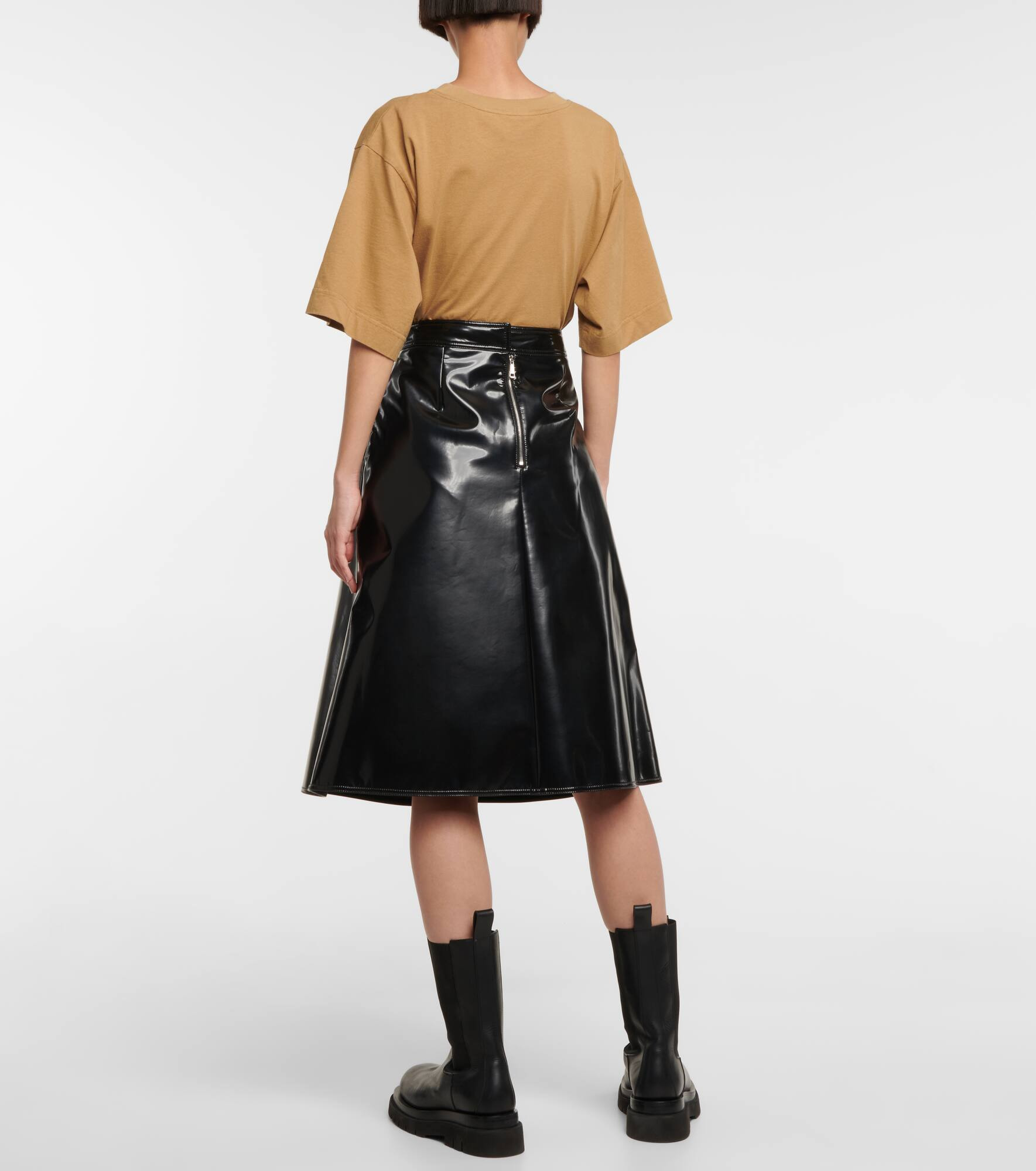2 Moncler 1952 faux leather midi skirt - 3