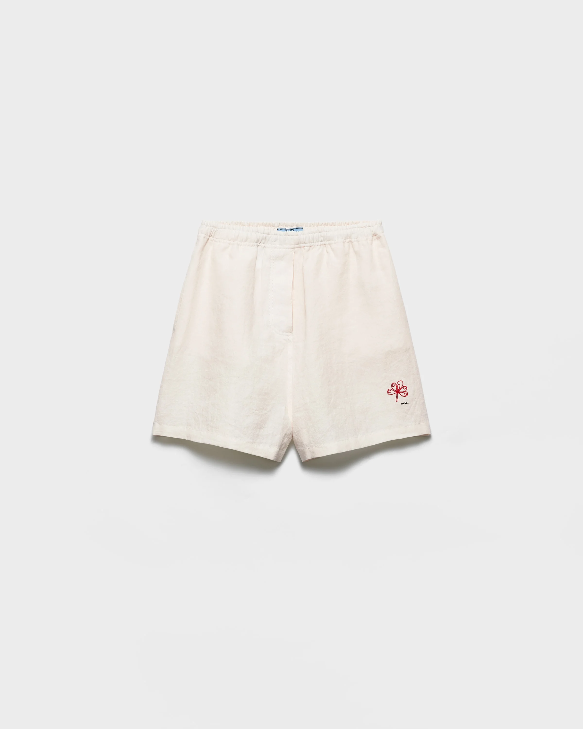 Embroidered slubbed linen shorts - 1