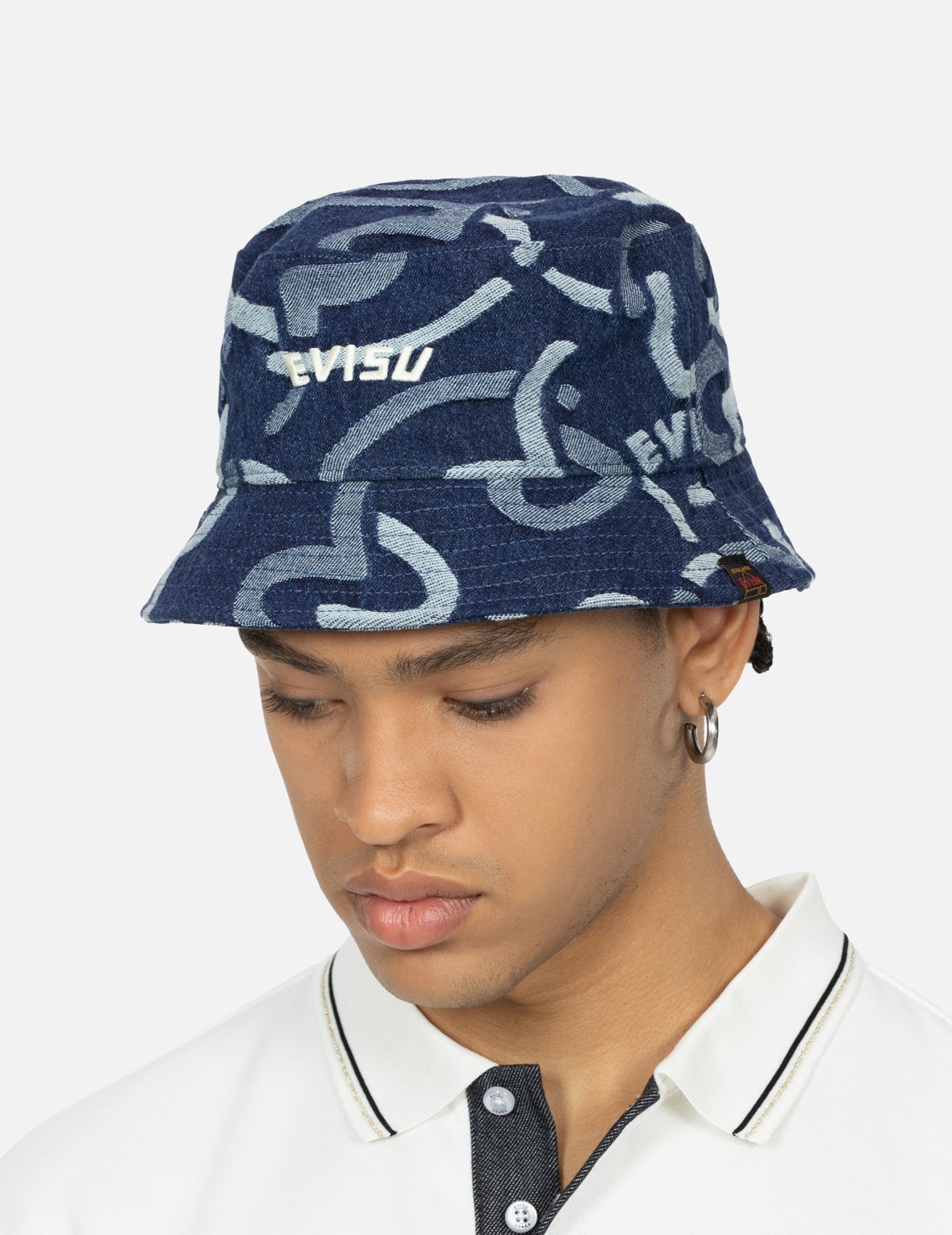 ALLOVER SEAGULL JACQUARD DENIM BUCKET HAT - 4