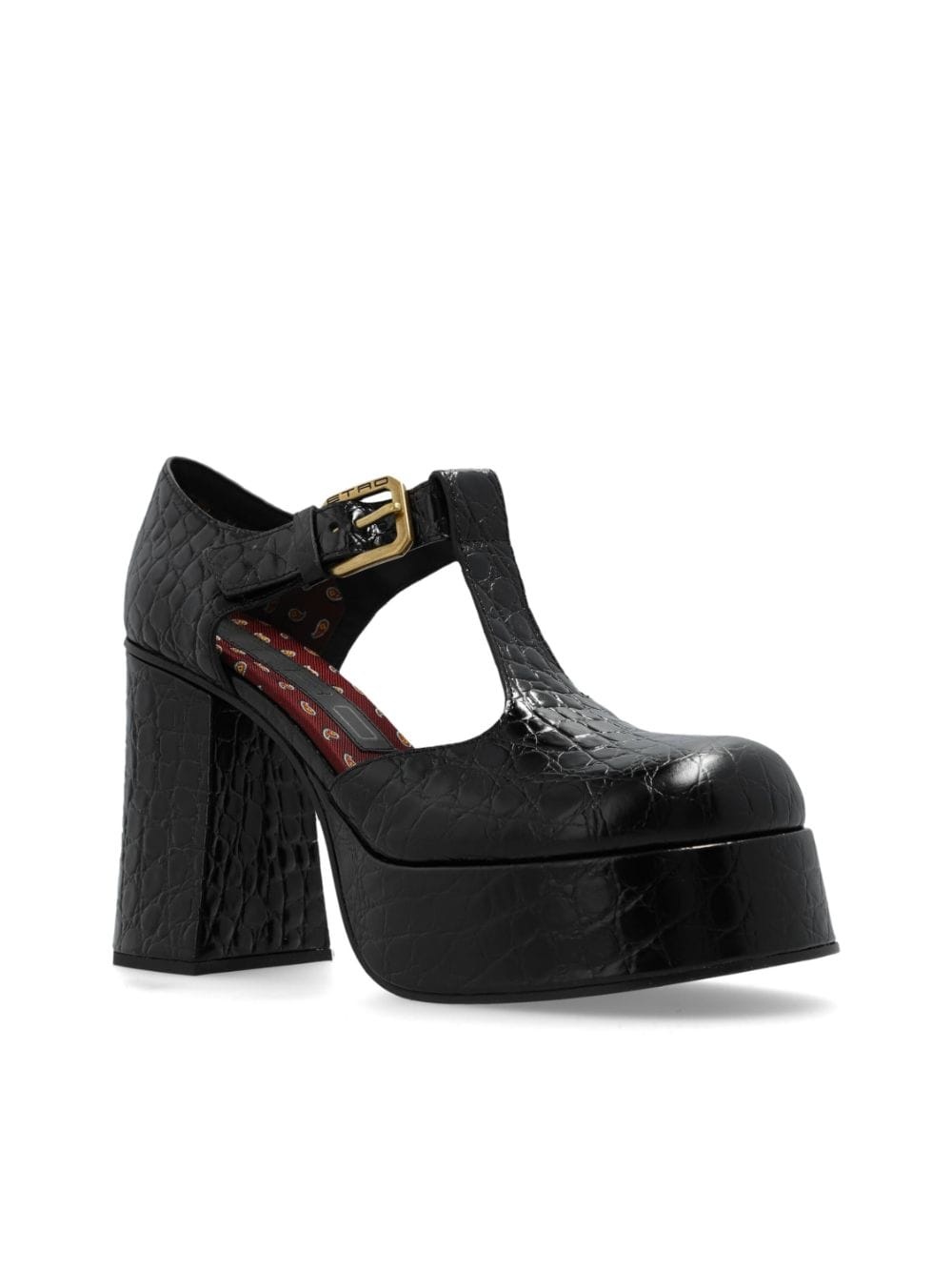 110mm crocodile-embossed platform pumps - 4