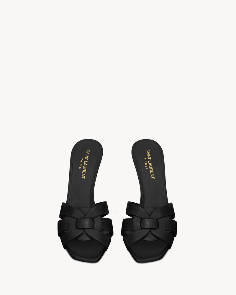 SAINT LAURENT tribute heeled mules in smooth leather outlook
