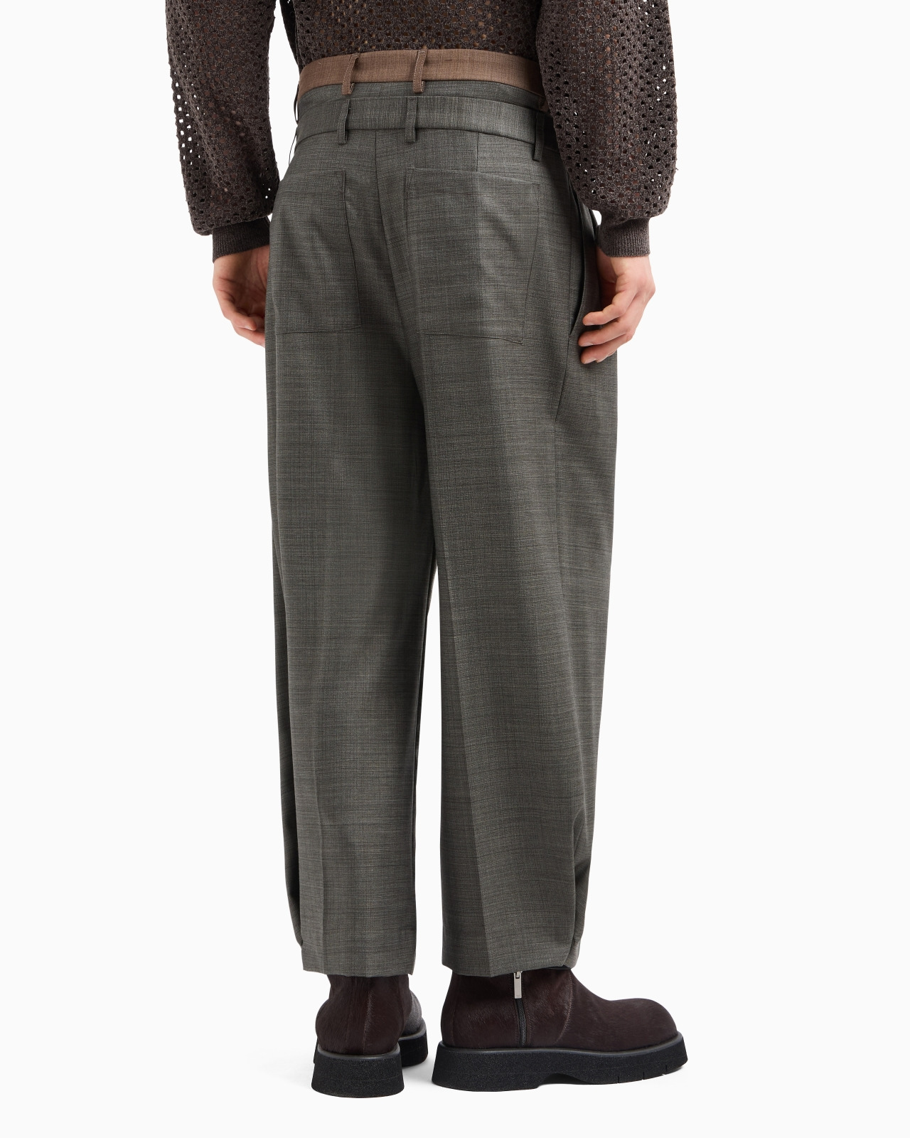 SUPER 130’S BASKETWEAVE-EFFECT VIRGIN WOOL CANVAS TROUSERS - 3