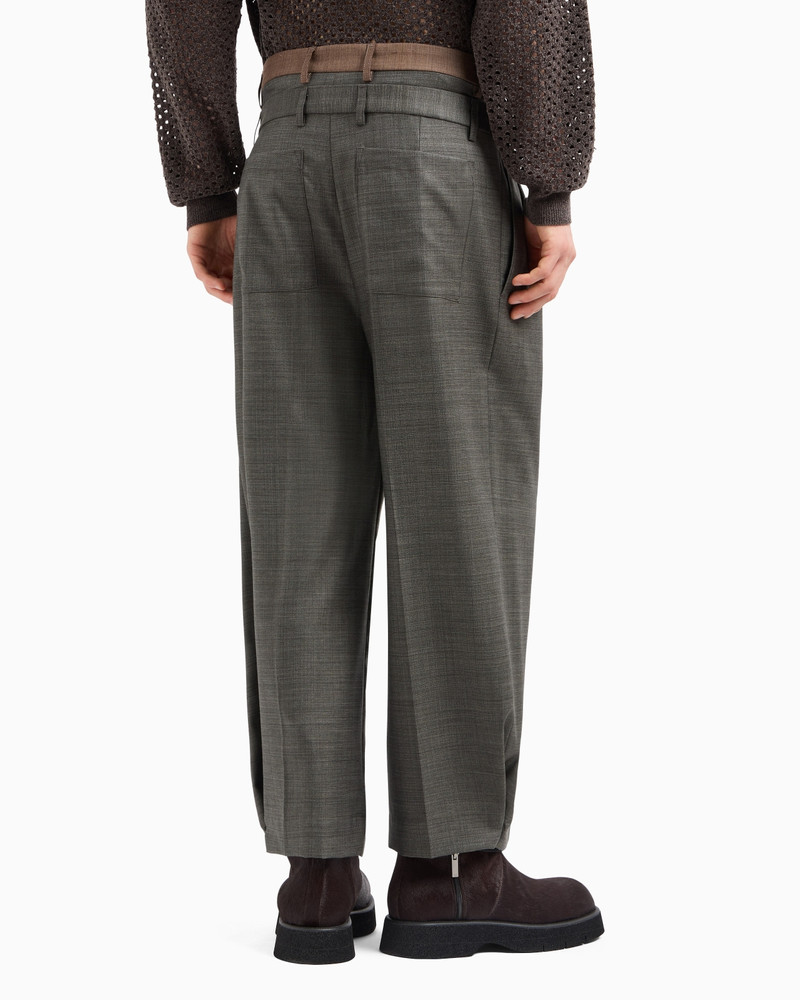 SUPER 130’S BASKETWEAVE-EFFECT VIRGIN WOOL CANVAS TROUSERS 3