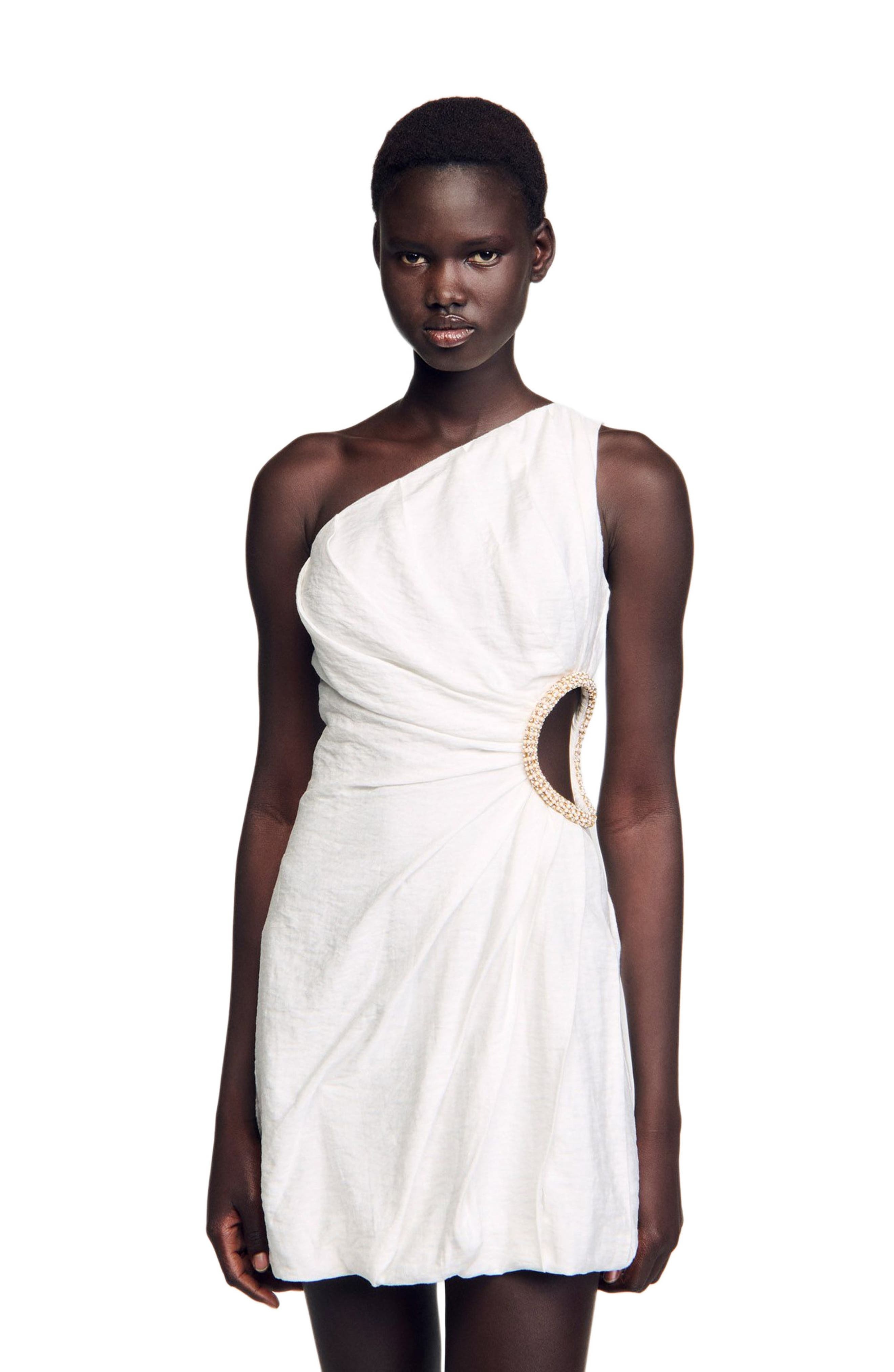 SANDRO Short asymmetrical dress in White at Nordstrom - 4