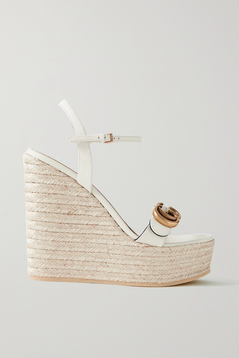 Aitana logo-embellished leather wedge espadrille sandals 1