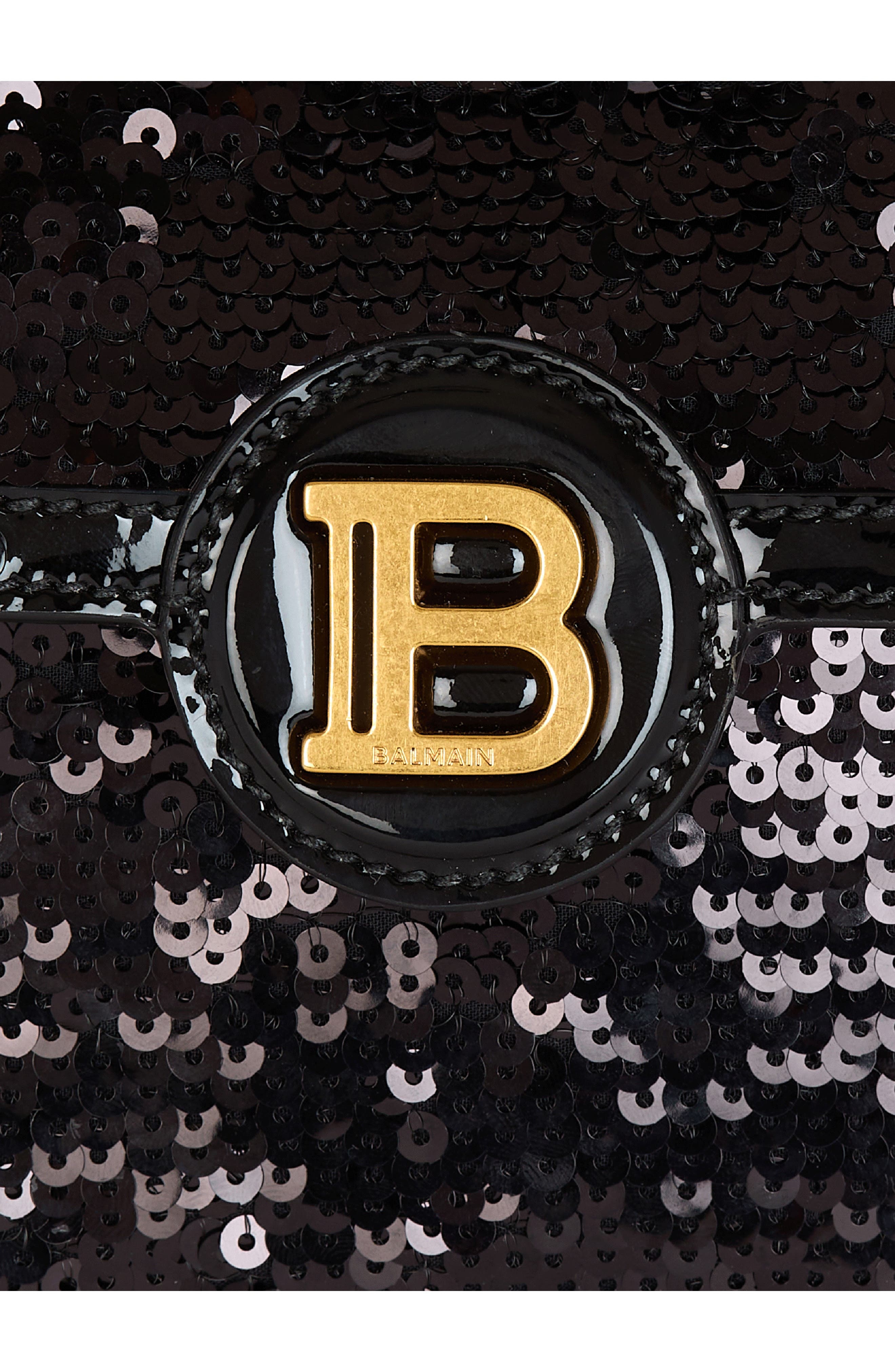 Balmain Small B-Buzz Dynasty Sequin & Leather Top Handle Bag in 0Pa Black at Nordstrom - 6
