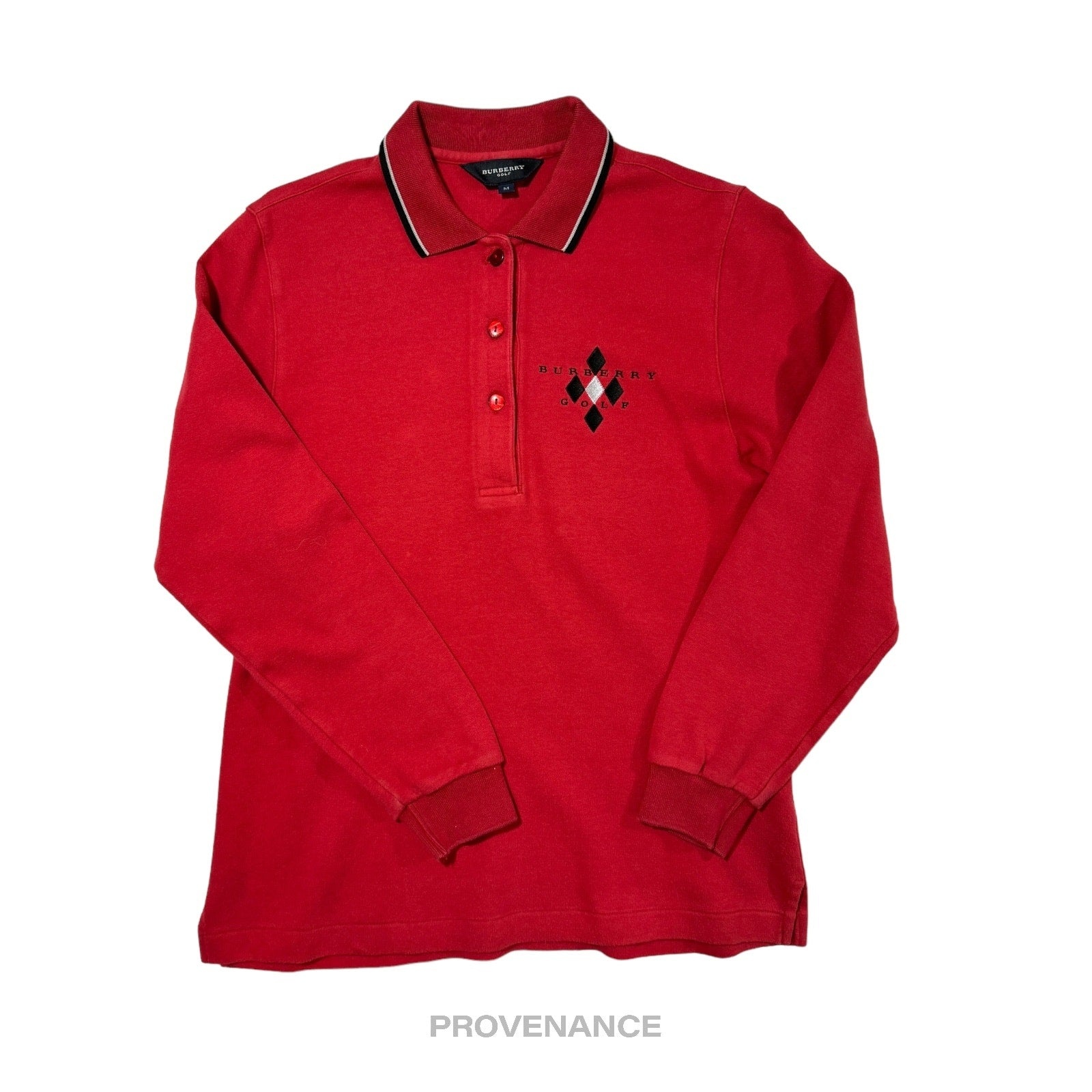 Burberry Golf - Burberry Golf Long Sleeve Polo Shirt - Red M - 3