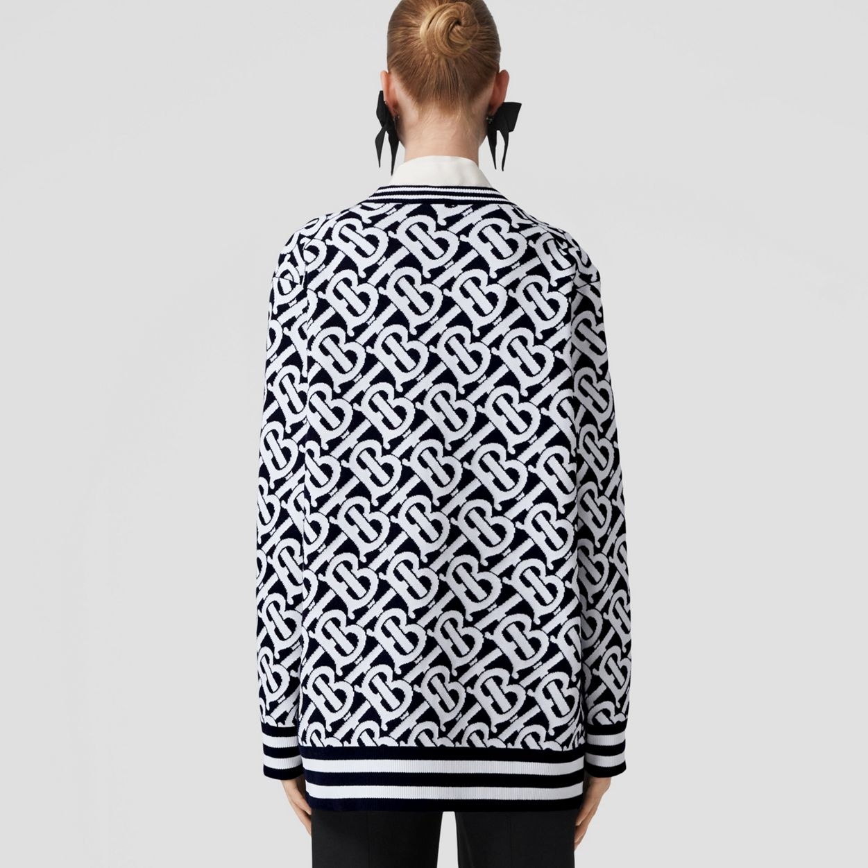 Monogram Wool Blend Jacquard Oversized Cardigan - 4