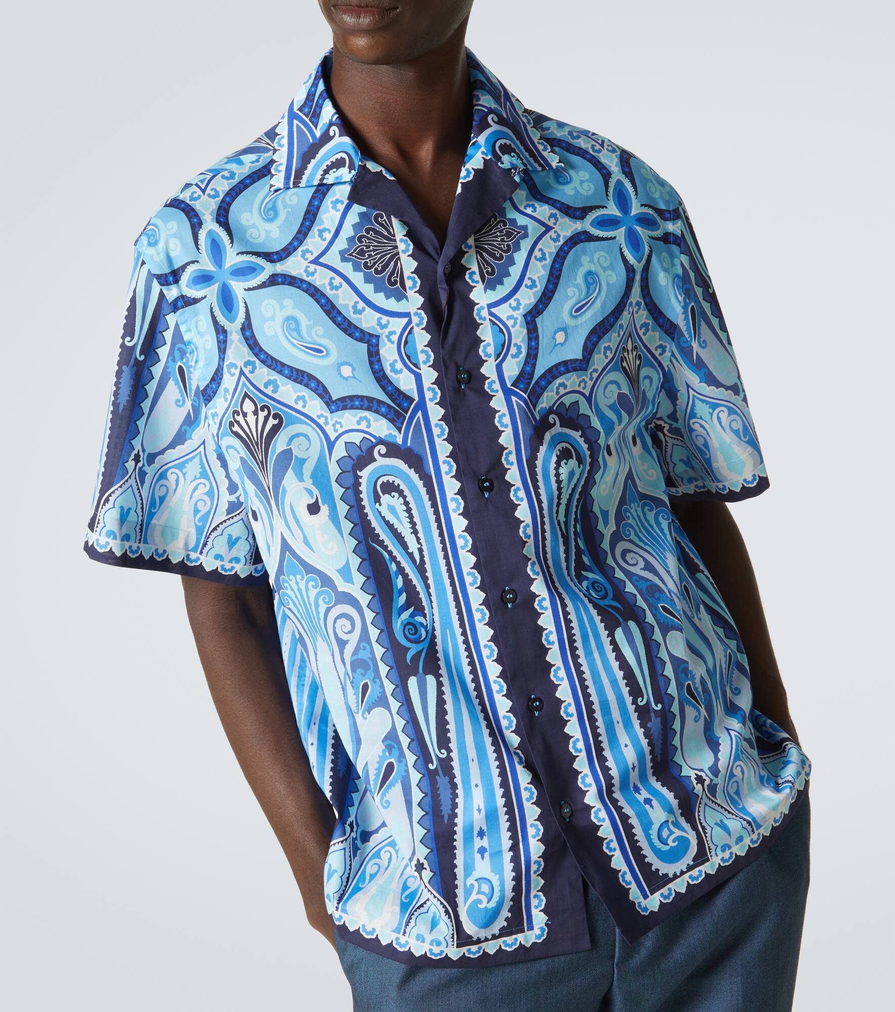 Printed cotton bowling shirt - 6